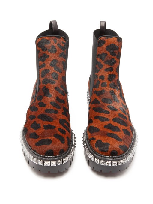 studded leopard print boots
