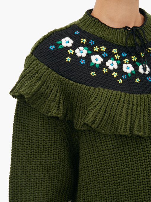 Floral-embroidered wool sweater | Miu Miu | MATCHESFASHION US