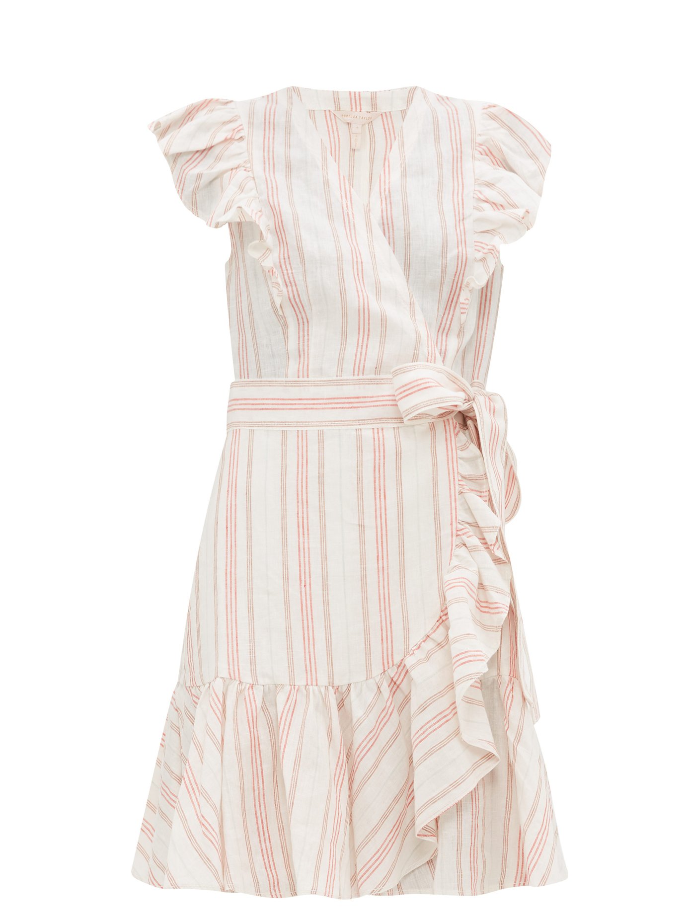 linen ruffle wrap dress