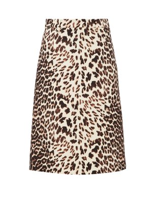 Leopard-print wool-twill skirt | Prada | MATCHESFASHION US