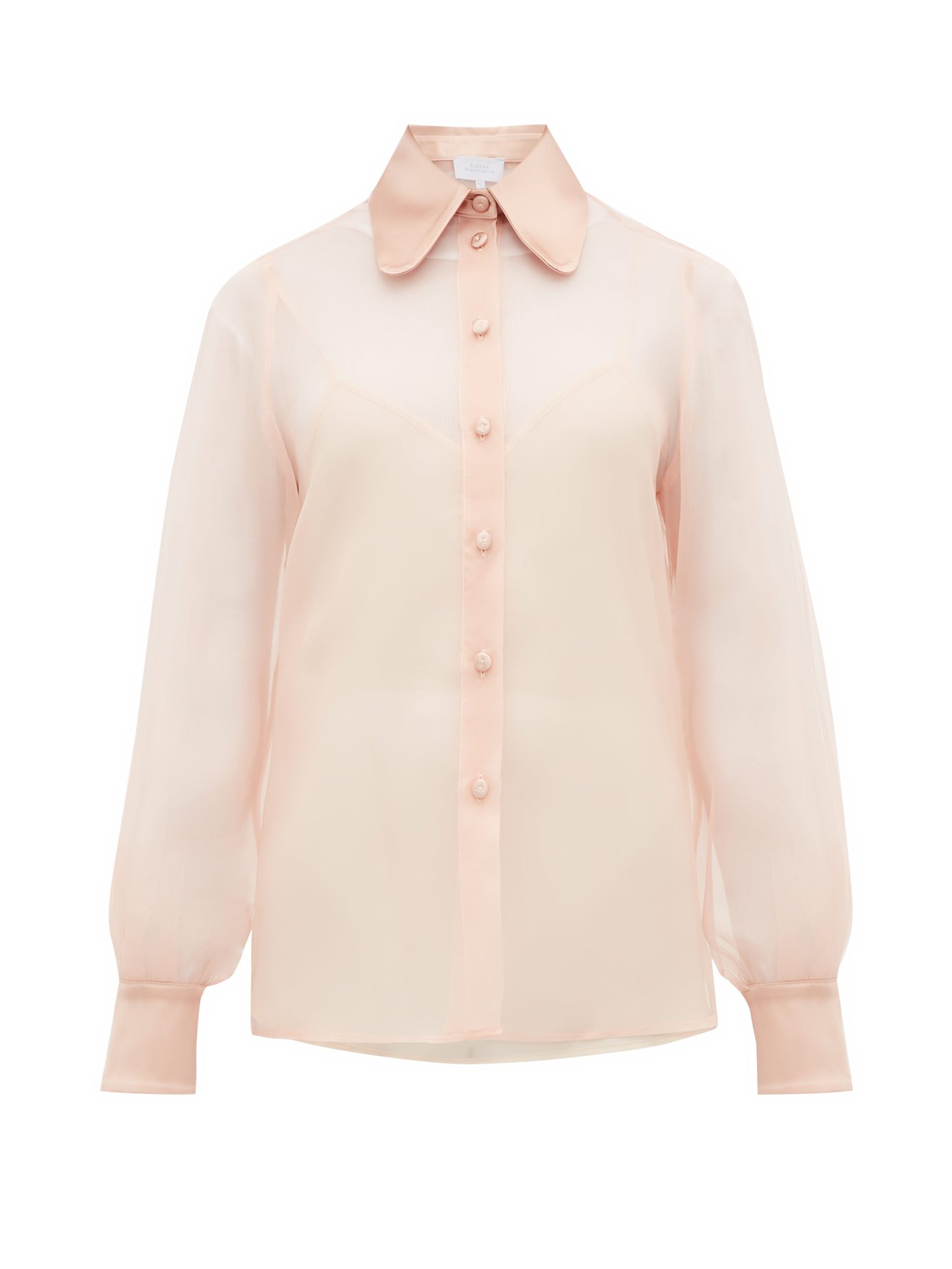 Luisa Beccaria Satin-collar Silk-organza Blouse In Light Pink | ModeSens