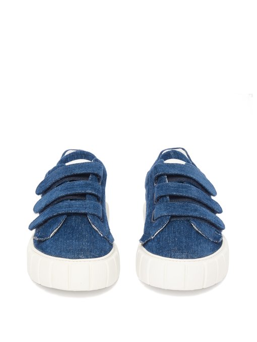 Scratch Velcro-strap chambray trainers 