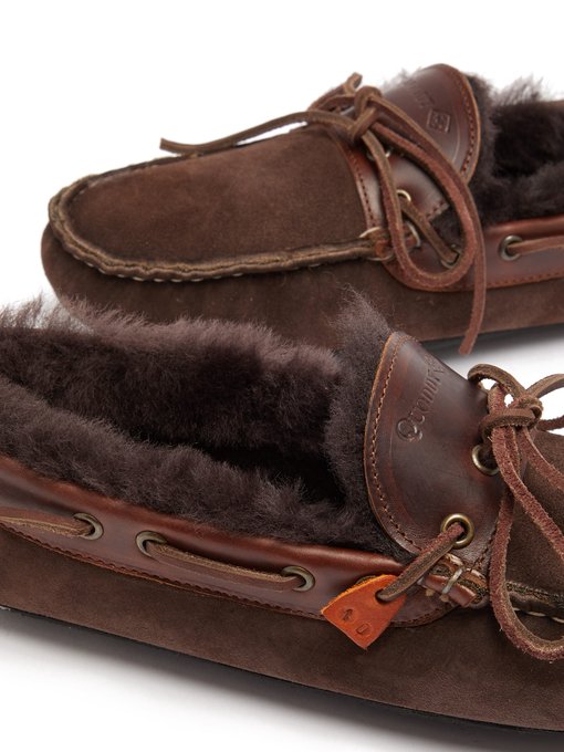 Fireside shearling-lined suede slippers 