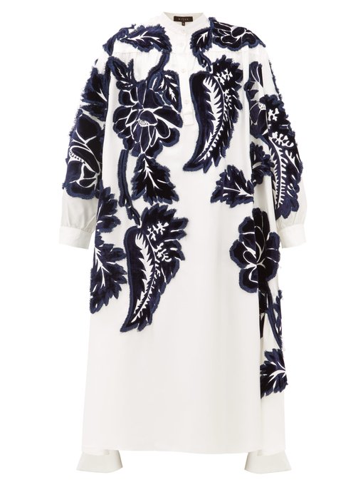 Liga floral velvet-appliquéd silk shirtdress | Biyan | MATCHESFASHION UK