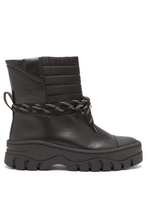 Quilted-panel leather biker boots | Ganni | MATCHESFASHION US