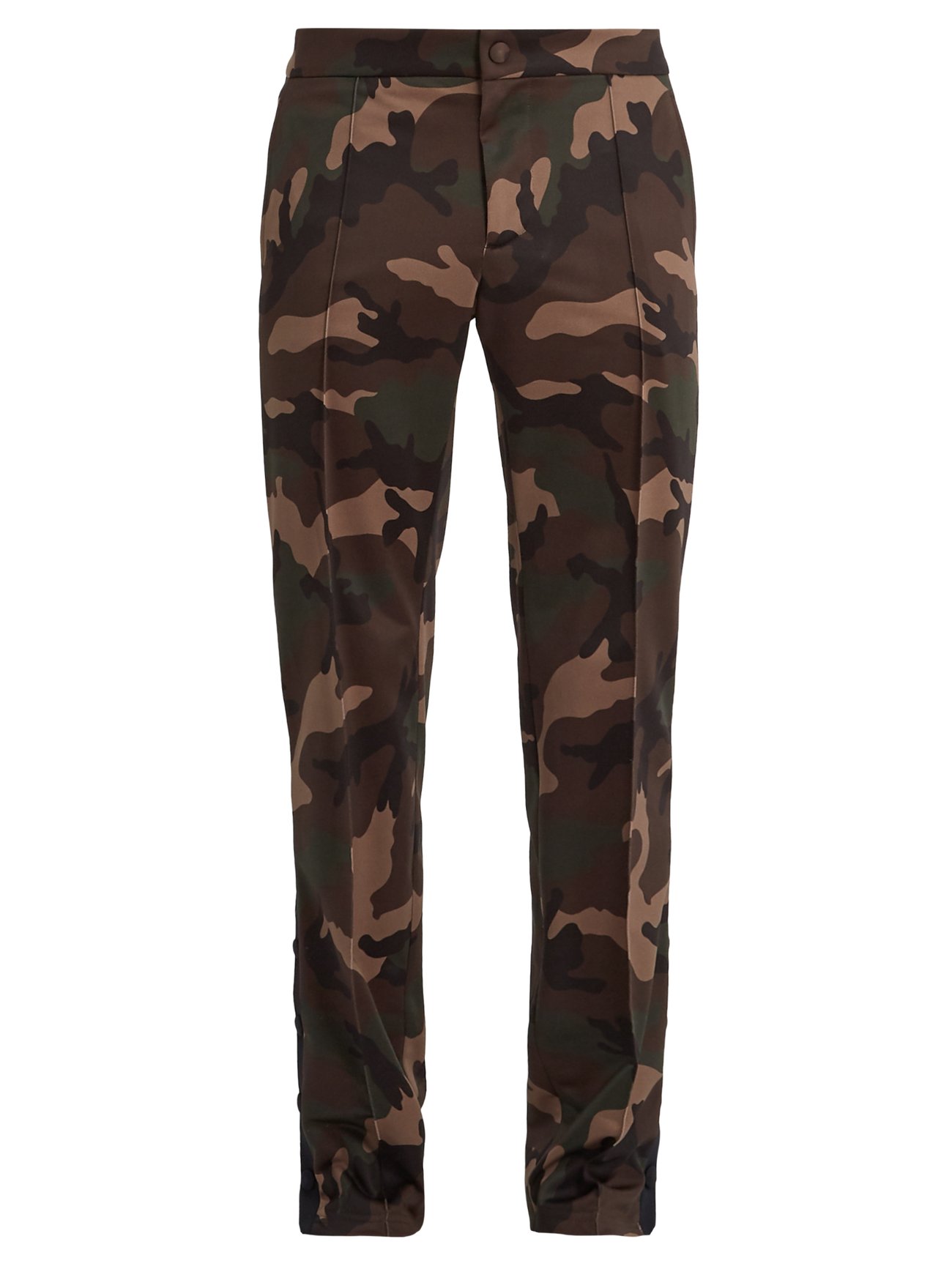 Green Side-stripe camouflage-print cady track pants | Valentino ...