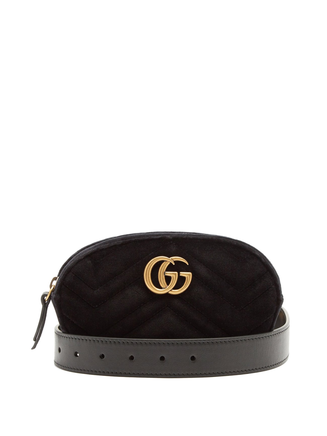 Black GG Marmont quilted-velvet belt 