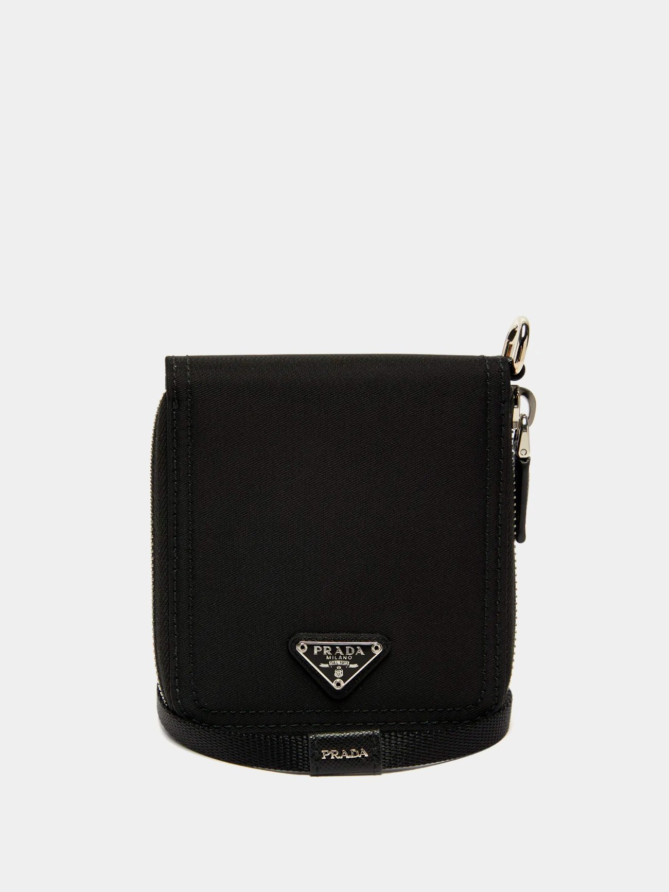 Nylon and saffiano-leather necklace wallet