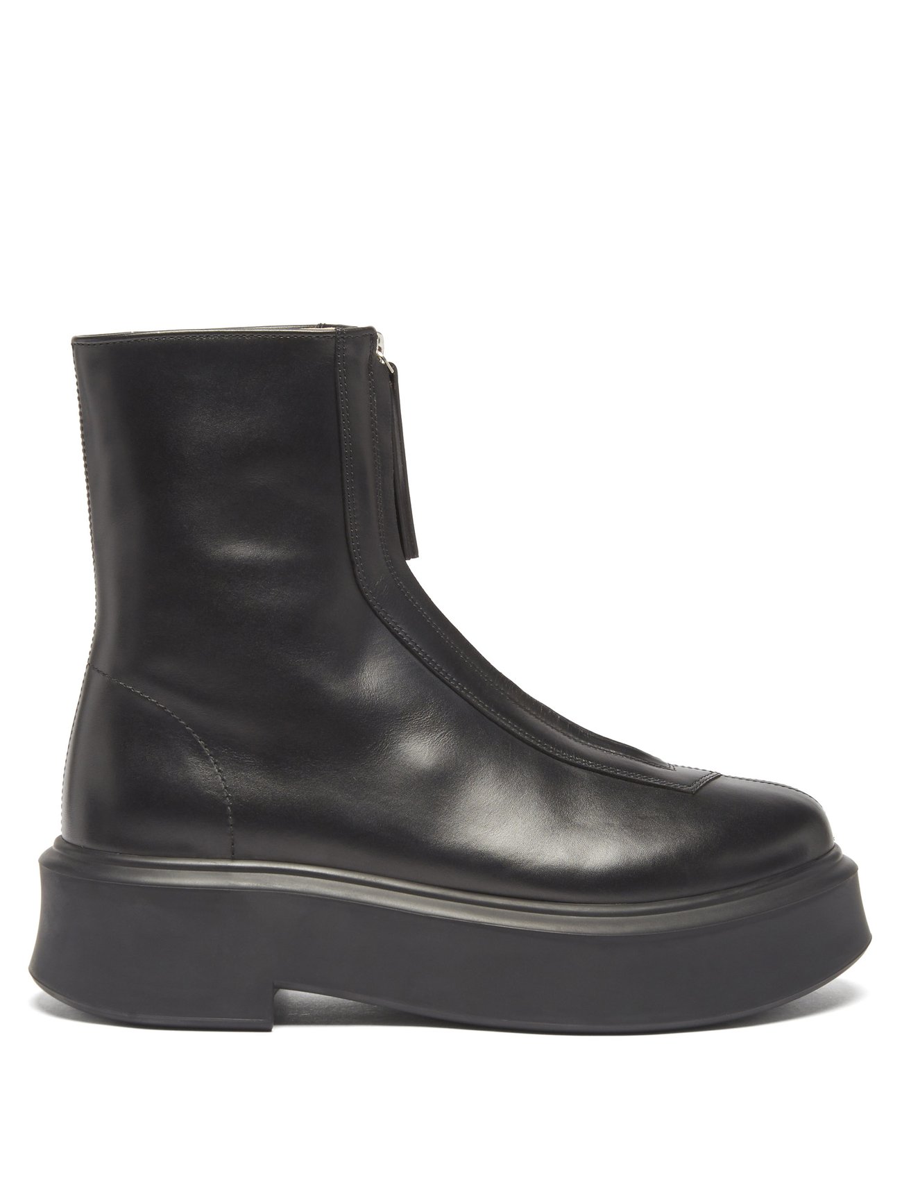 Black Zip-front leather ankle boots | The Row | MATCHESFASHION US