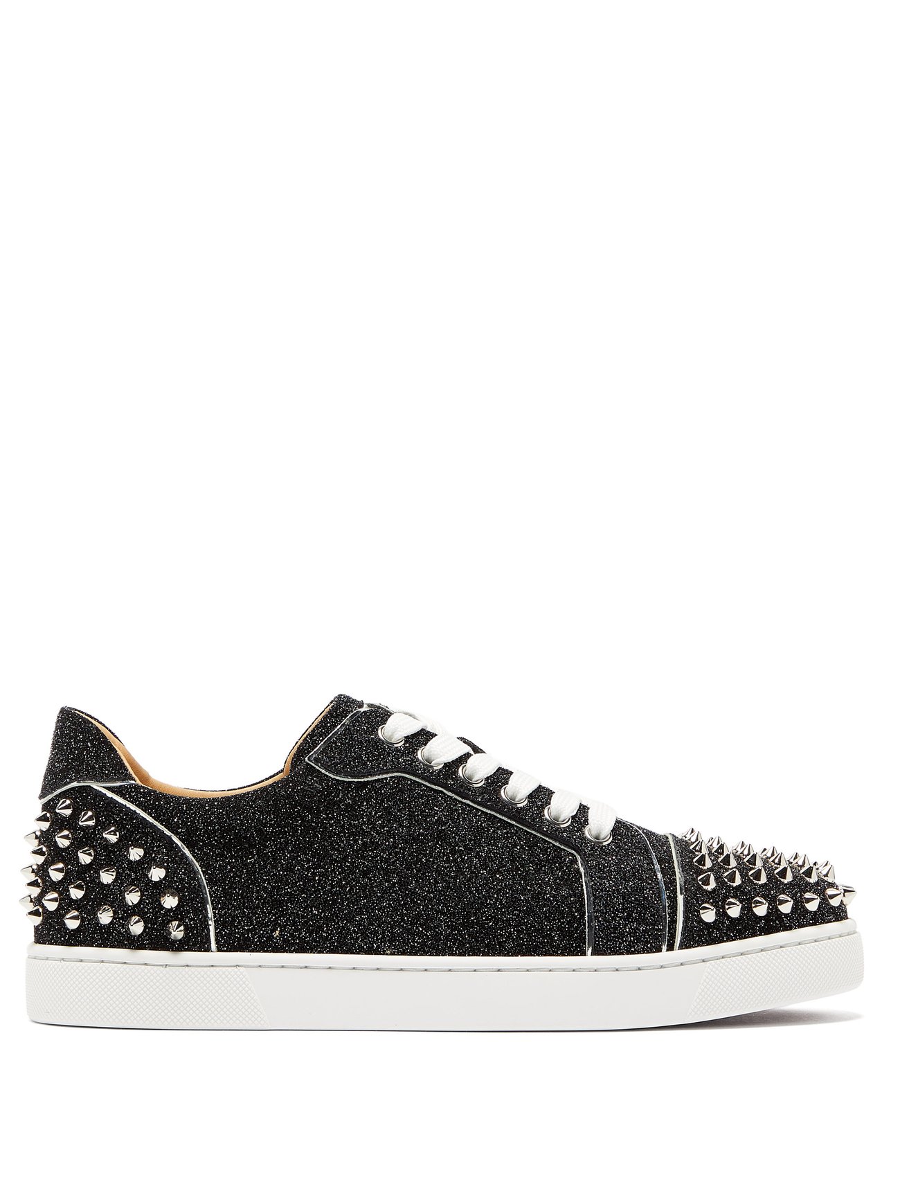 Vieira 2 spiked glittered-leather trainers