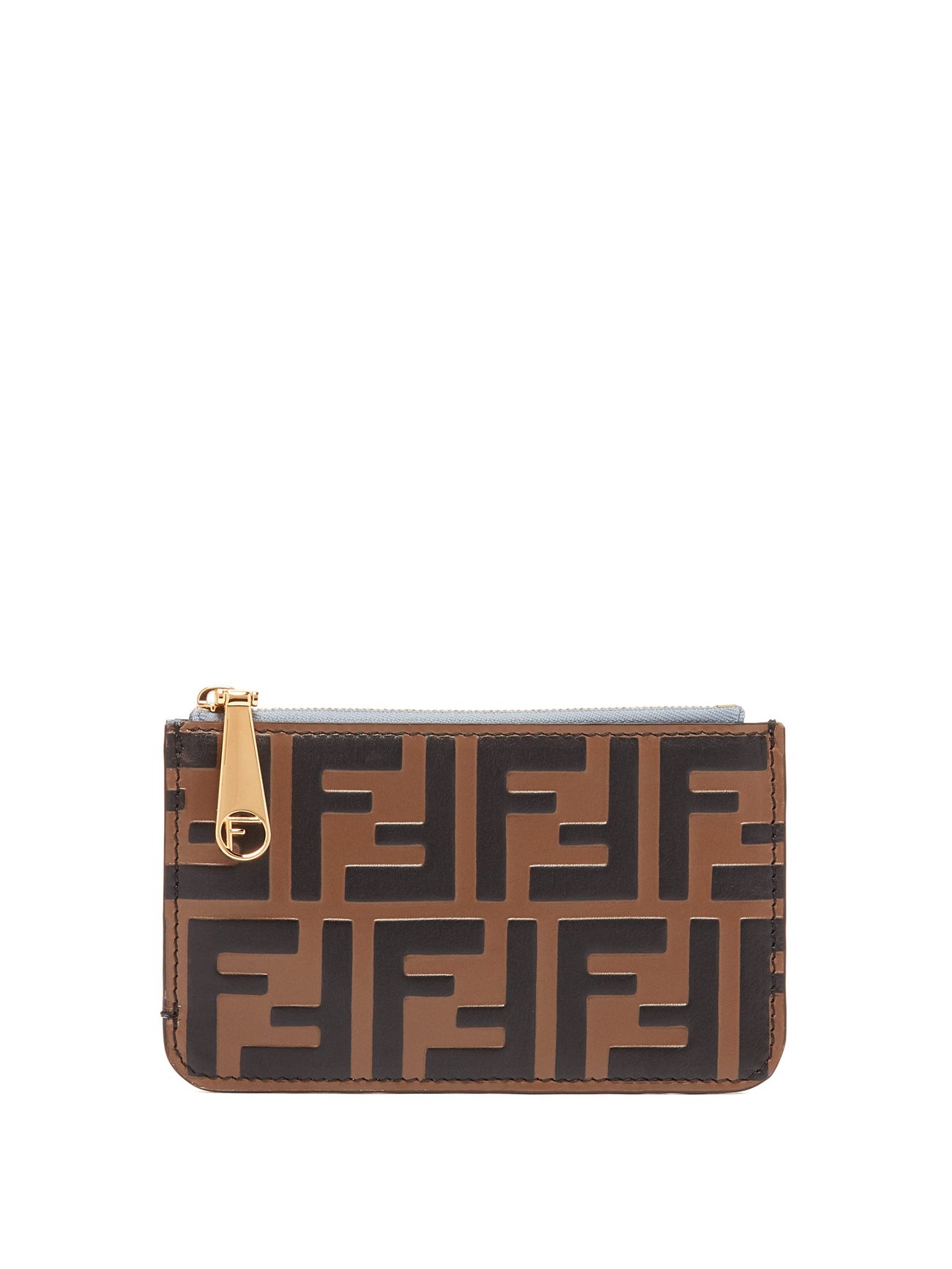 FF-embossed leather coin purse Brown 