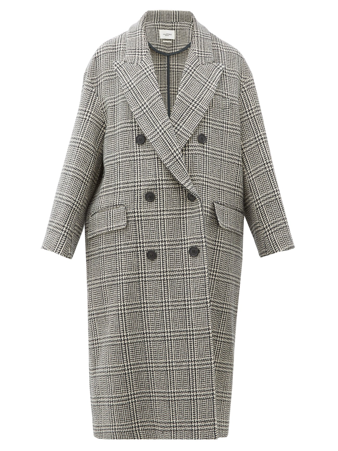 Black Ojima checked wool-blend overcoat | Isabel Marant Étoile ...