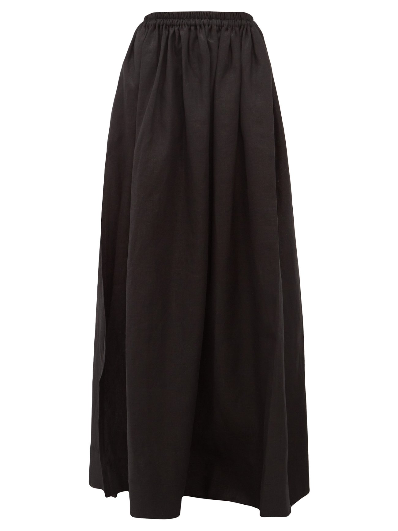 Black Hemline-slit linen-blend maxi skirt | Matteau | MATCHESFASHION US