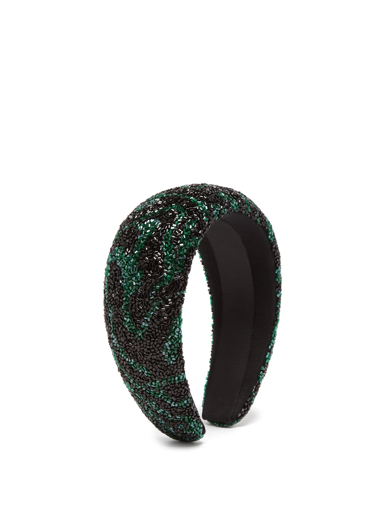Beaded black and green headband from GANNI 