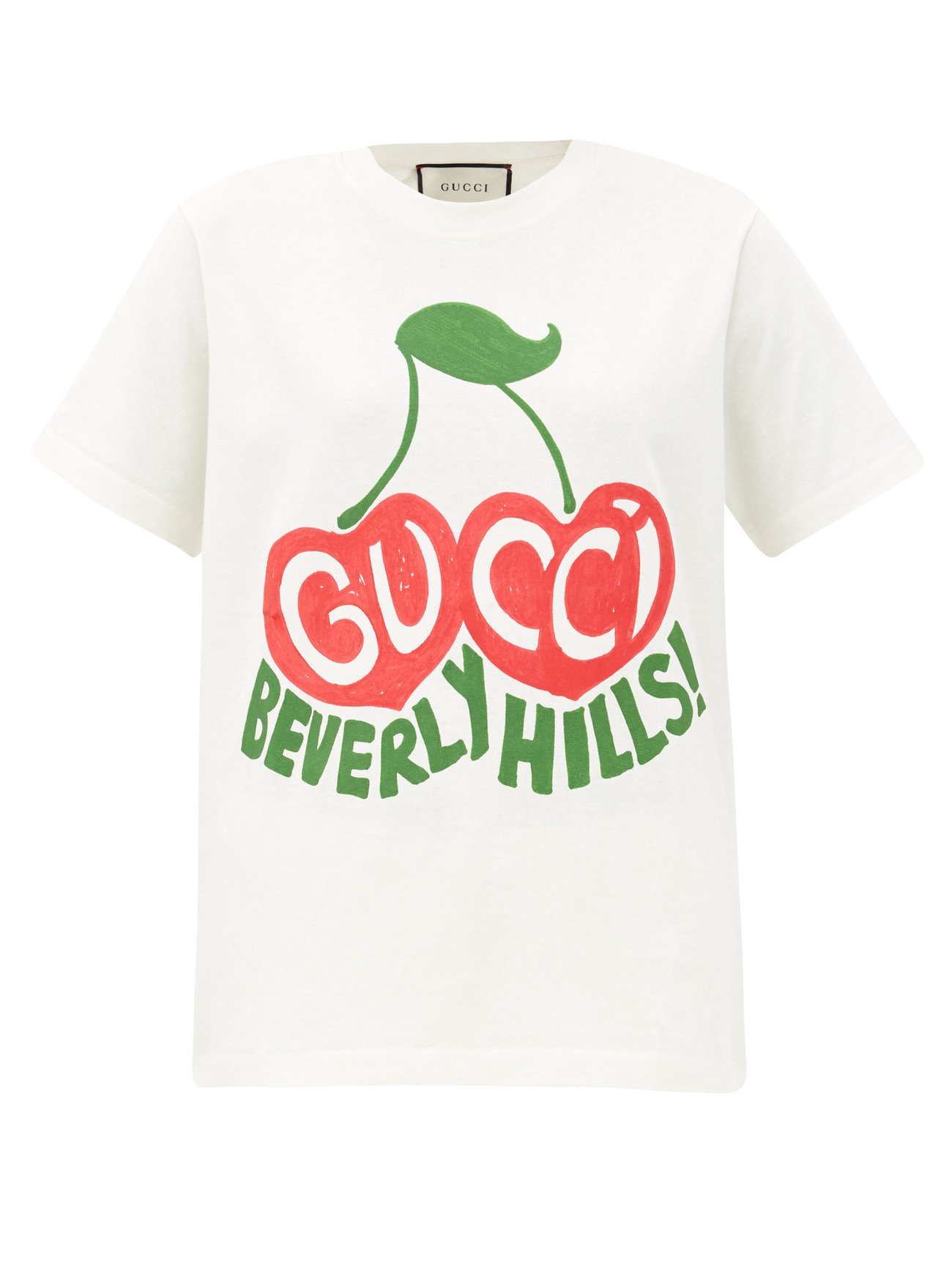 Print Beverly Hills cherry-print organic-cotton T-shirt | Gucci ...