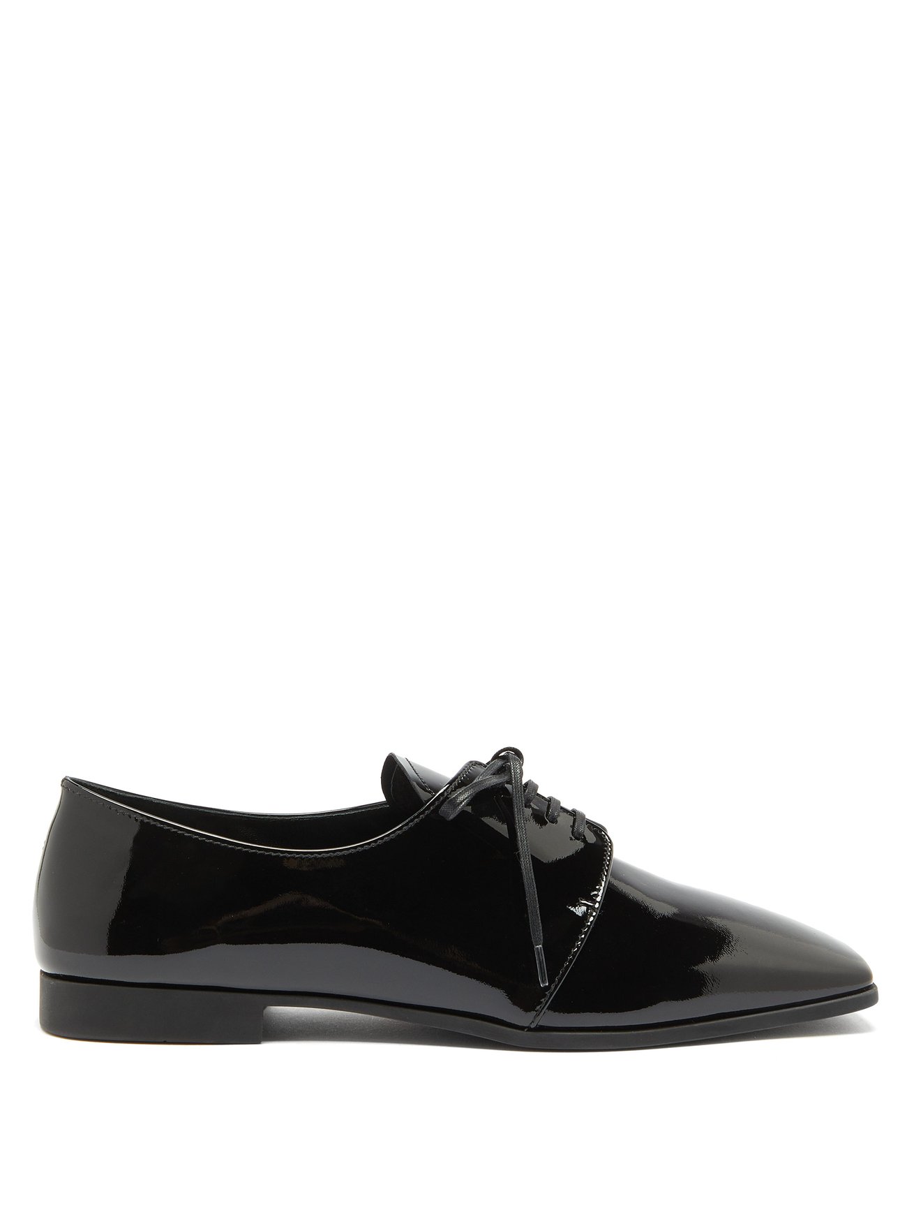 Black Square-toe patent-leather shoes | Prada | MATCHESFASHION AU
