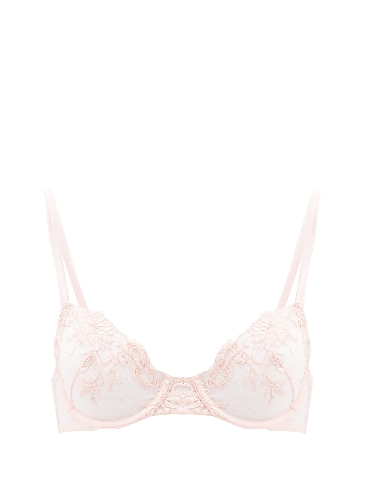 Pink Zephyr floral-embroidered sheer underwired bra | La Perla ...