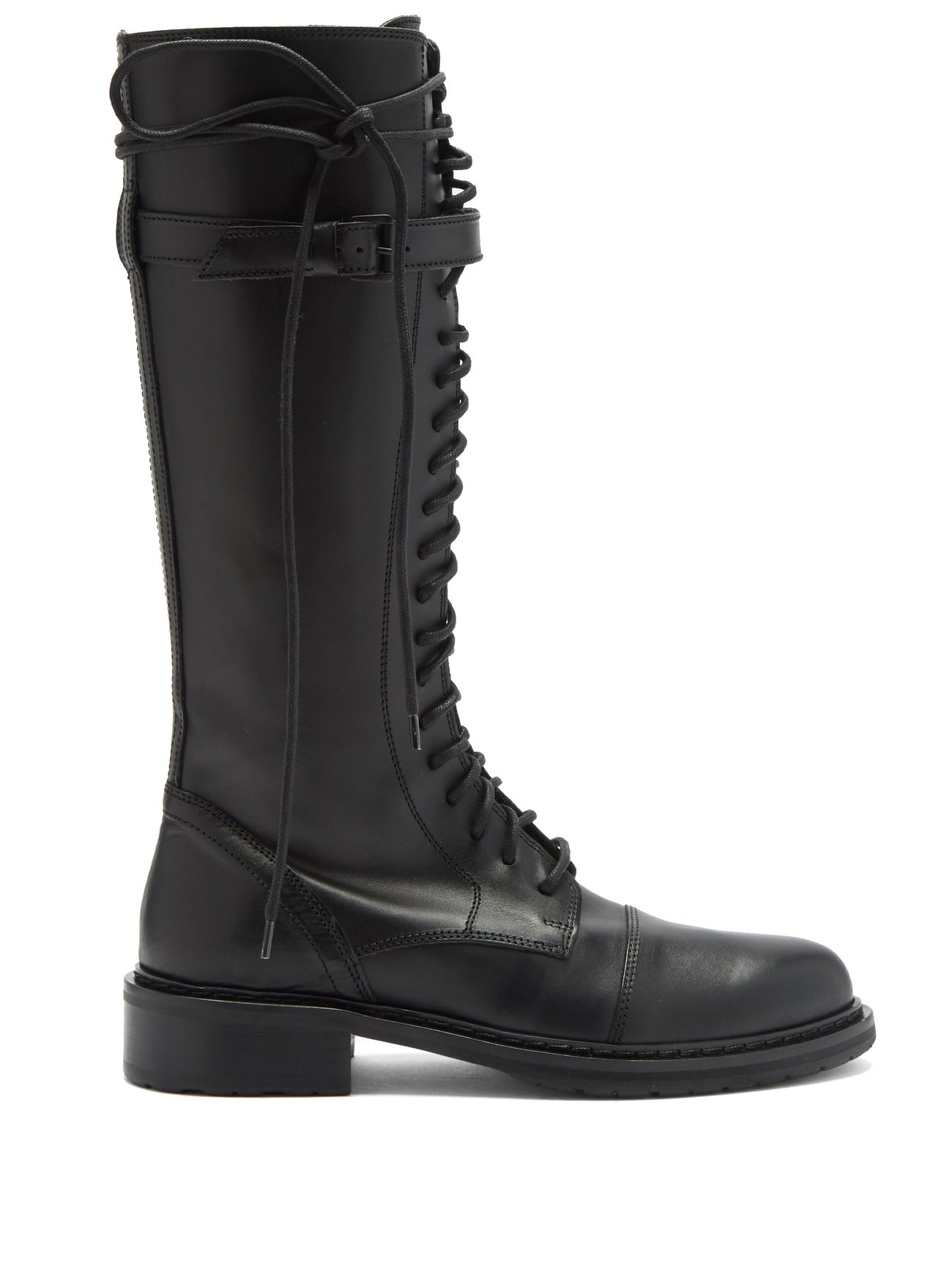 Black Lace-up knee-high leather boots | Ann Demeulemeester ...