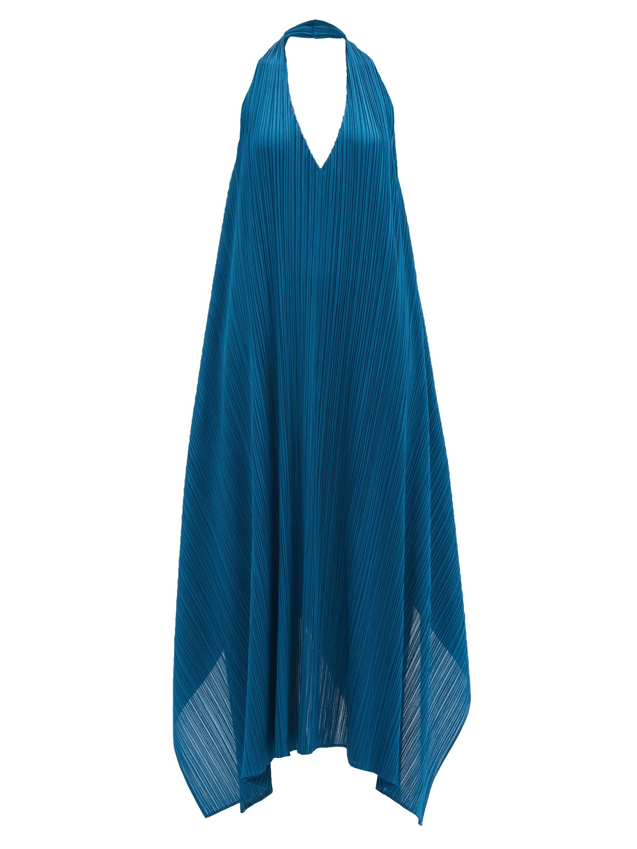 Blue Echo halterneck technical-pleated dress | Pleats Please Issey ...