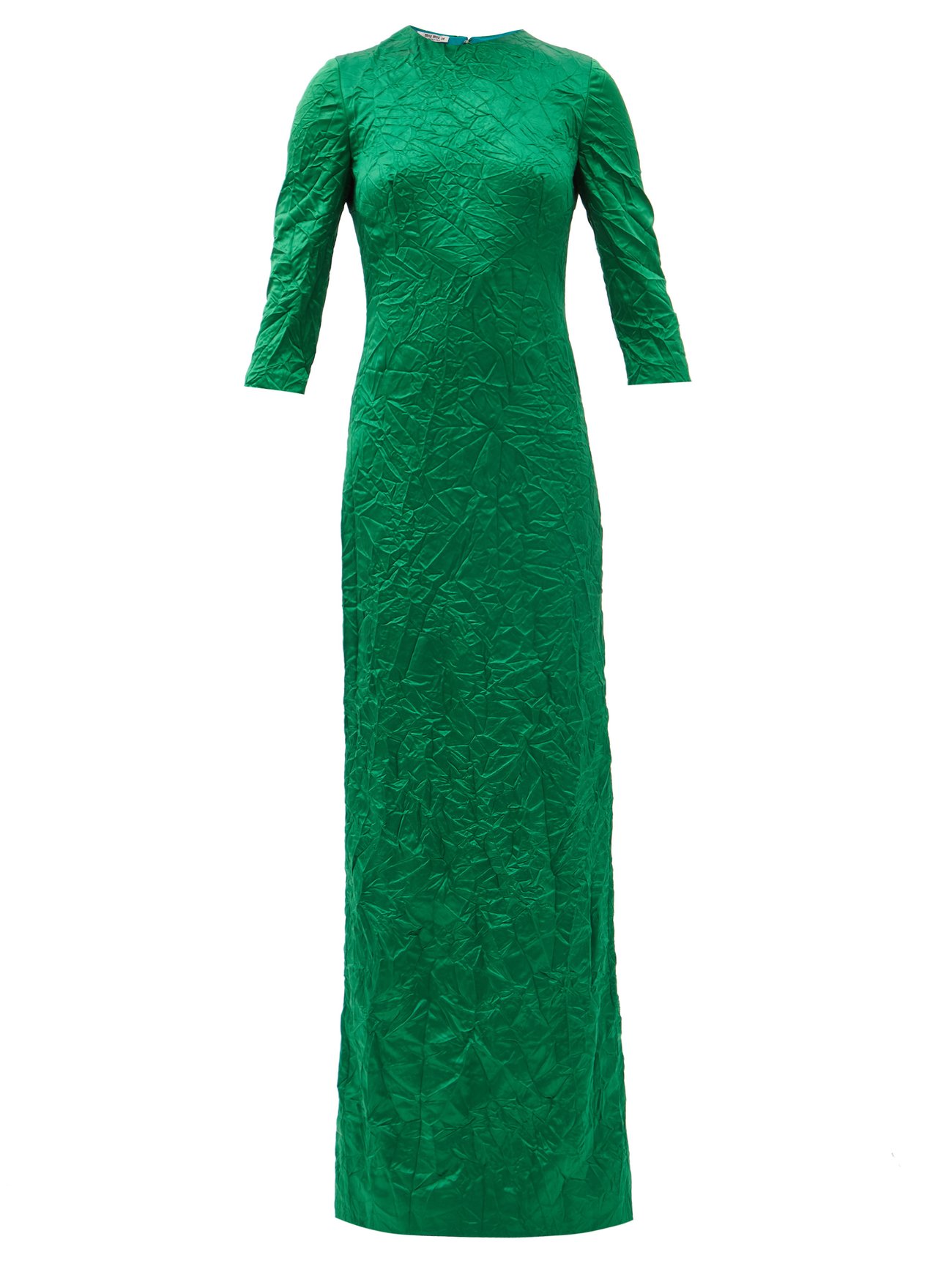 Green Crinkled silk duchess-satin column gown | Miu Miu | MATCHESFASHION US