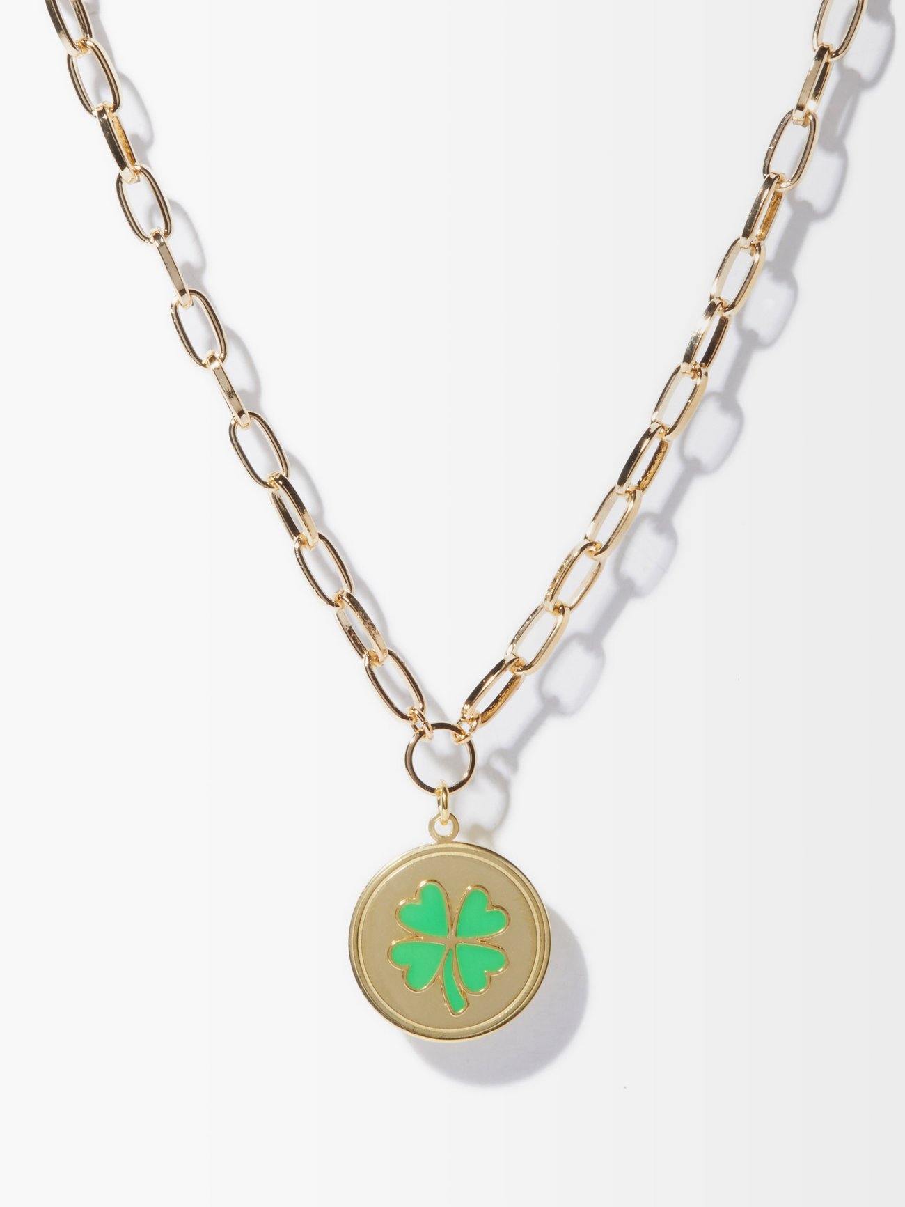 WILHELMINA GARCIA Gold-vermeil clover pendant necklace, £188