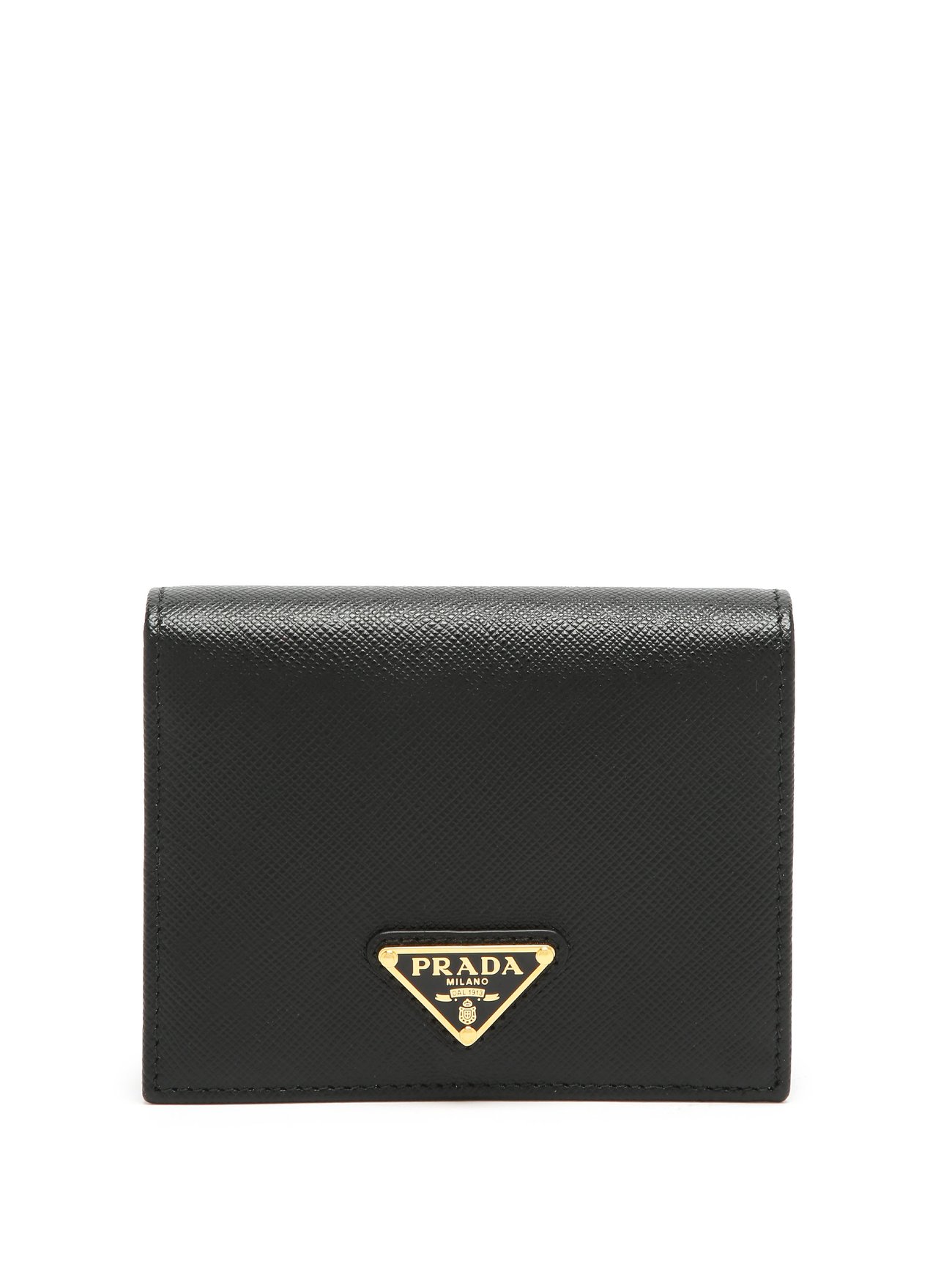 PRADA Triangle logo-plaque saffiano-leather wallet