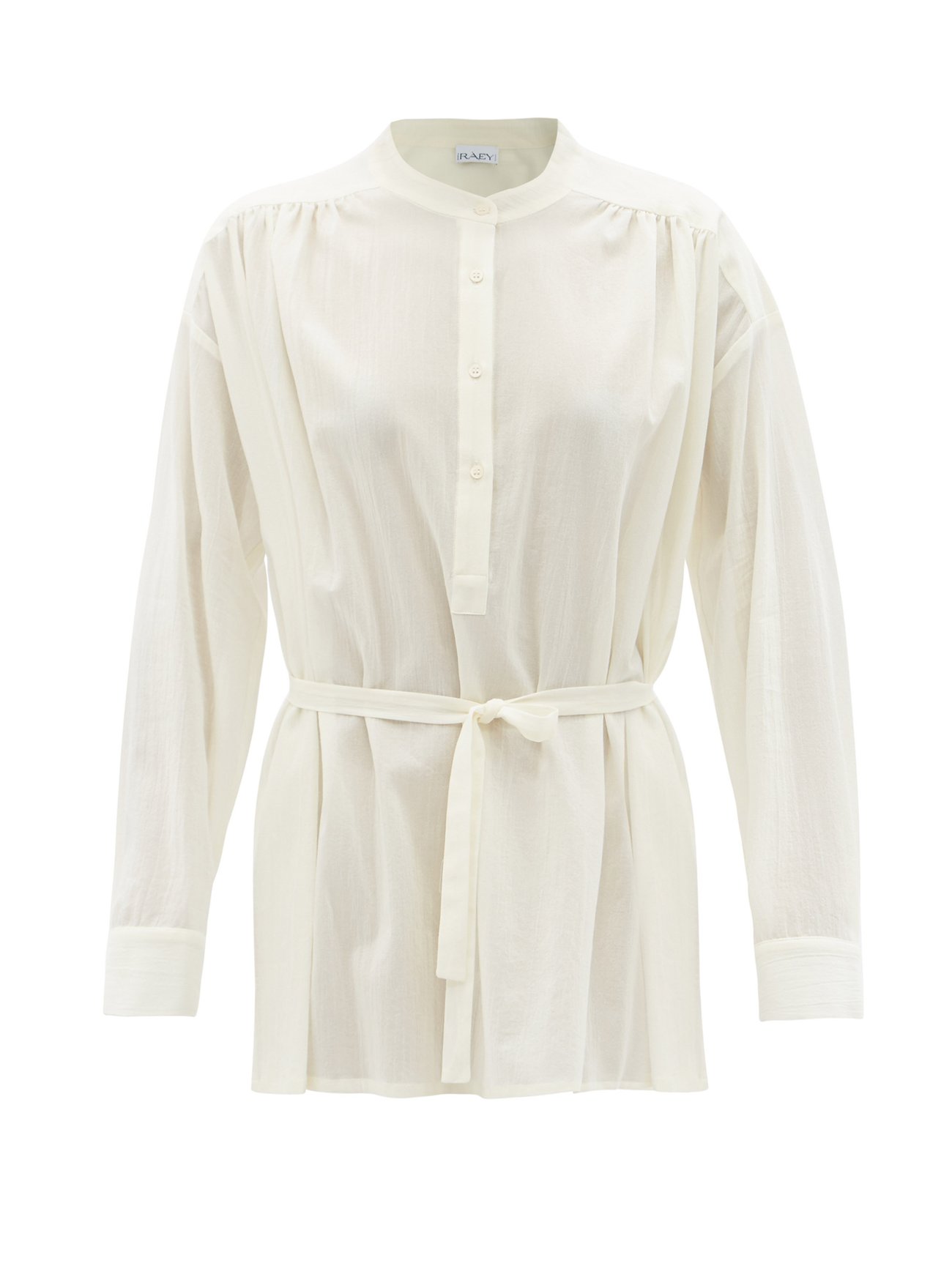 White Gathered sheer cotton-voile shirt | Raey | MATCHESFASHION AU