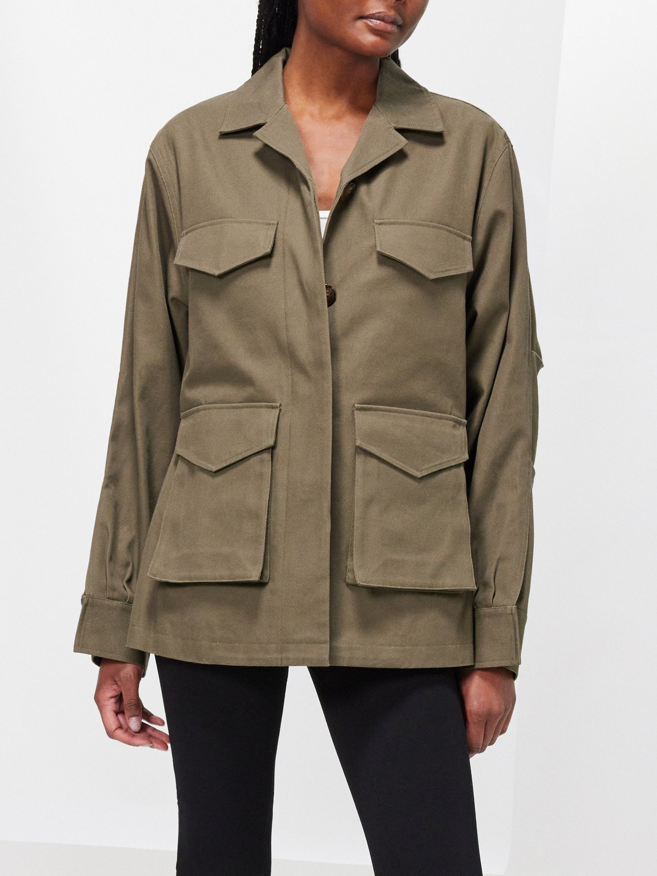 Toteme Green Cargo-pocket cotton-canvas jacket | 매치스패션, 모던 럭셔리 온라인 쇼핑
