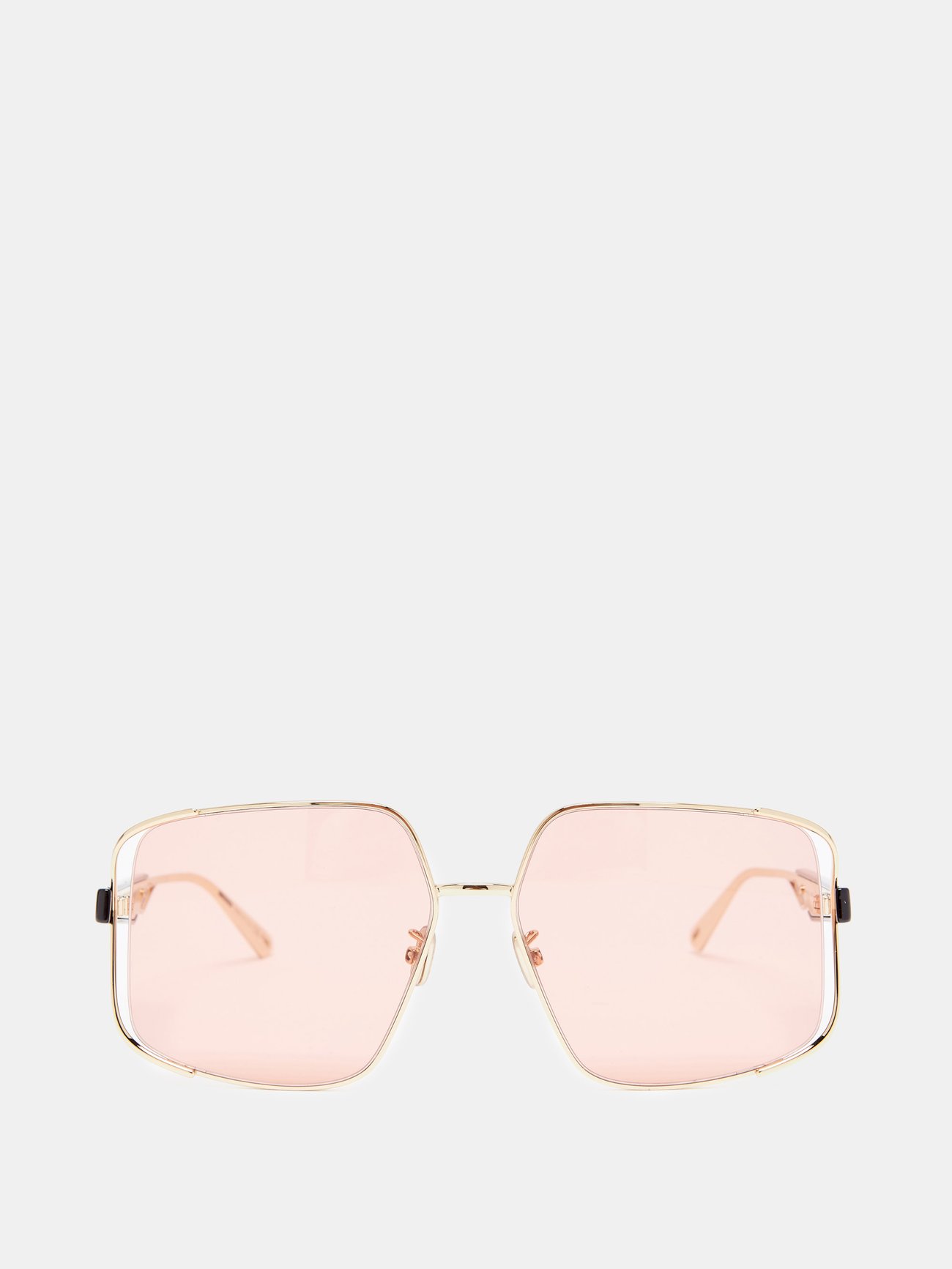 MATCHESFASHION Women Accessories Sunglasses Square Sunglasses Archi Square Metal Sunglasses Womens Pink Gold 
