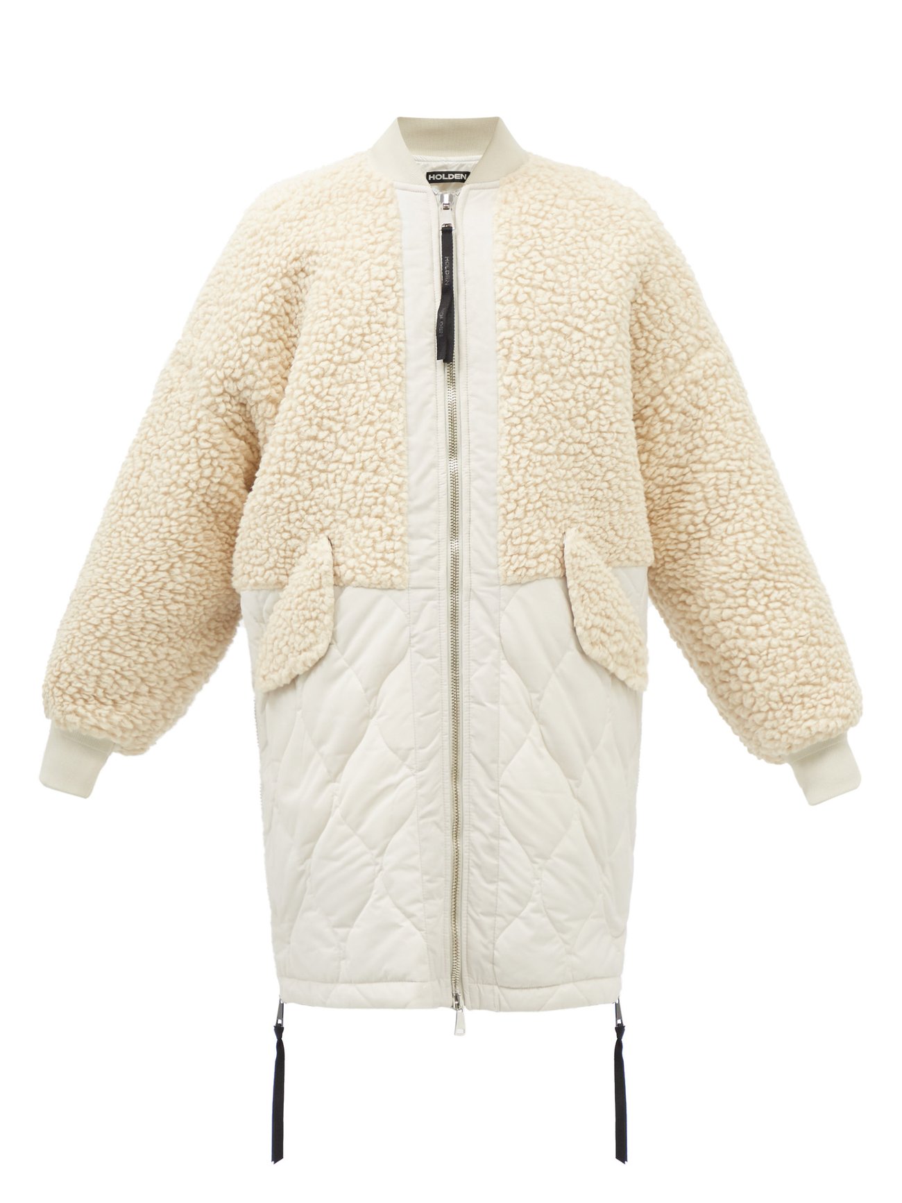 Neutral Longline wool-blend and padded-shell bomber jacket | Holden ...