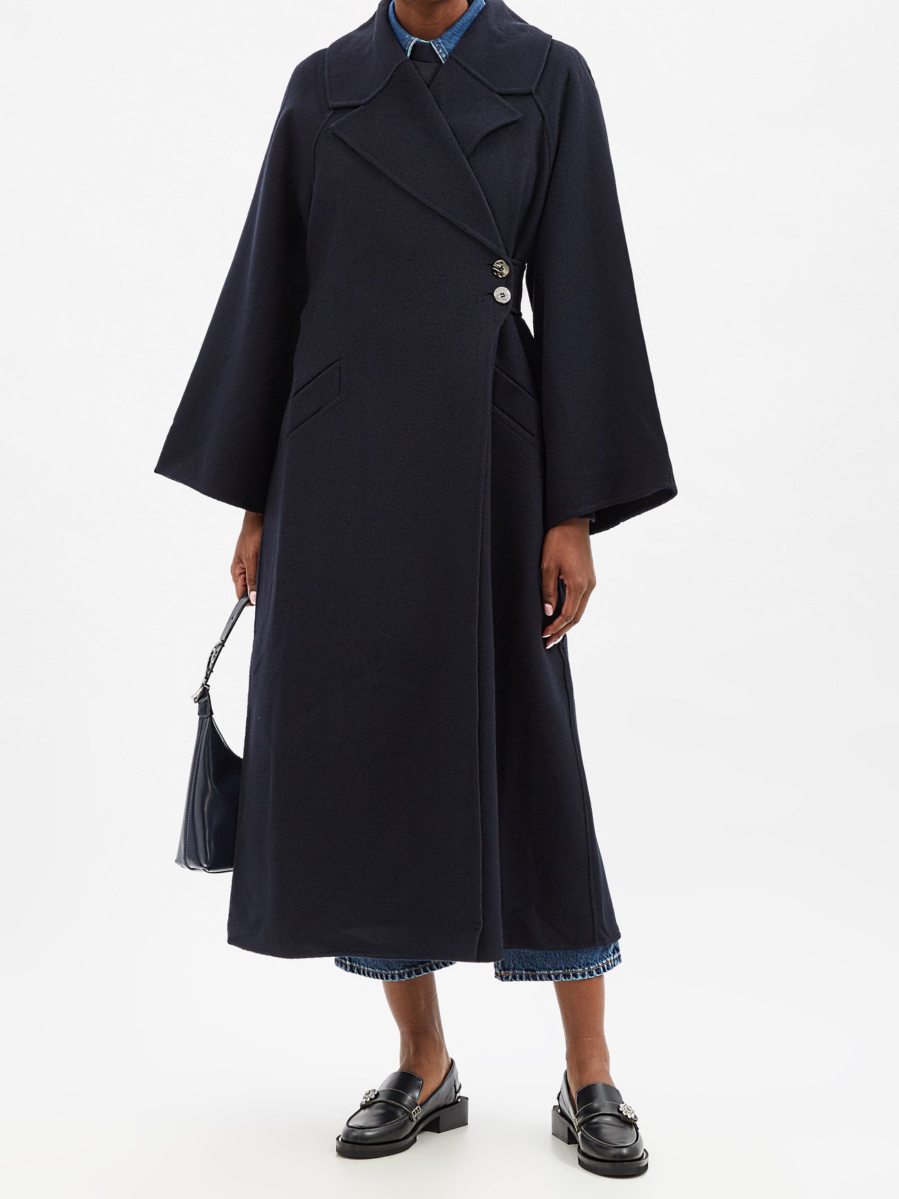 Belted recycled wool-blend coat