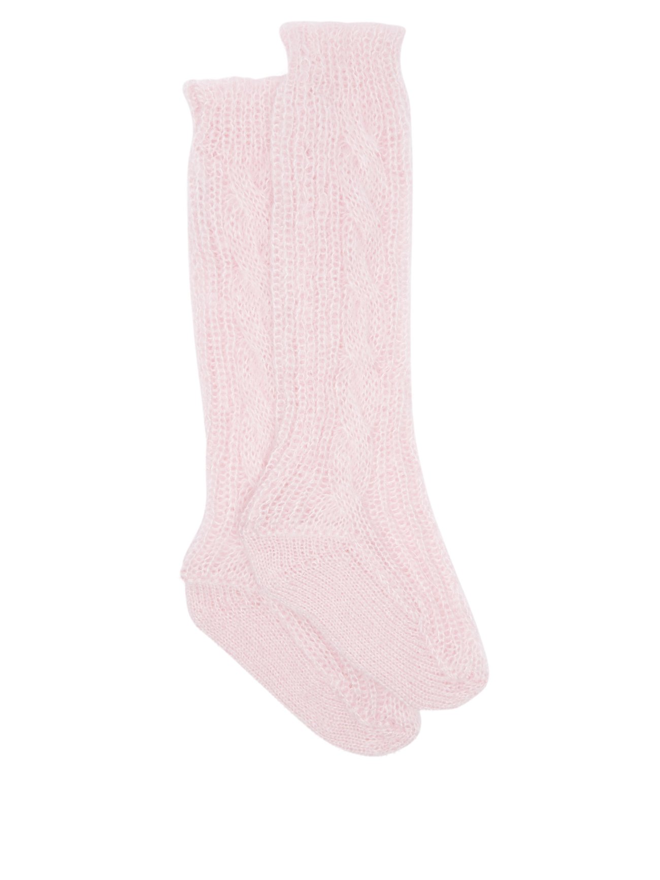 Cecilie Bahnsen Pink Gwendolyn cable-knit mohair-blend socks 
