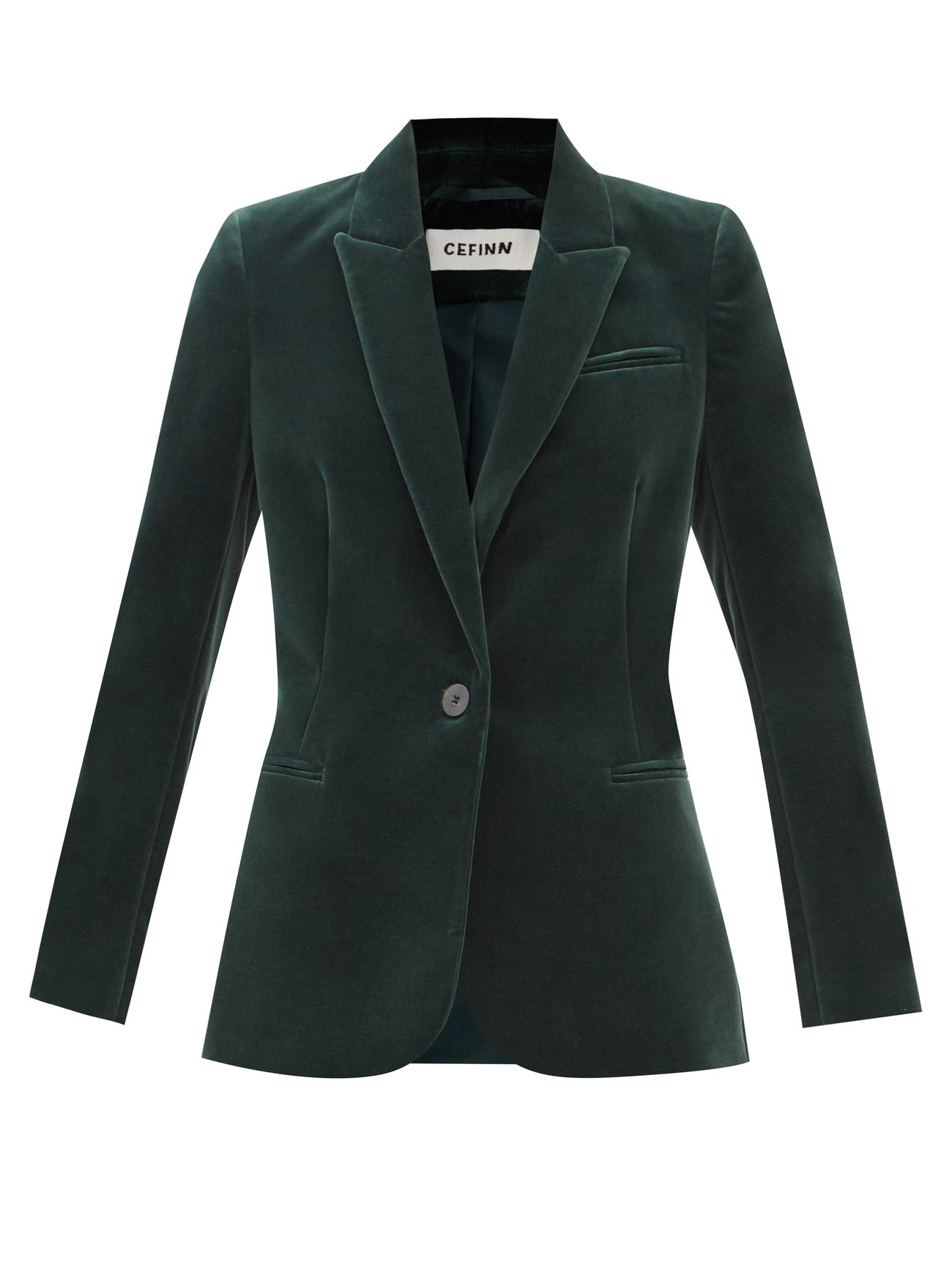 Green Jamie single-breasted cotton-velvet jacket | Cefinn ...