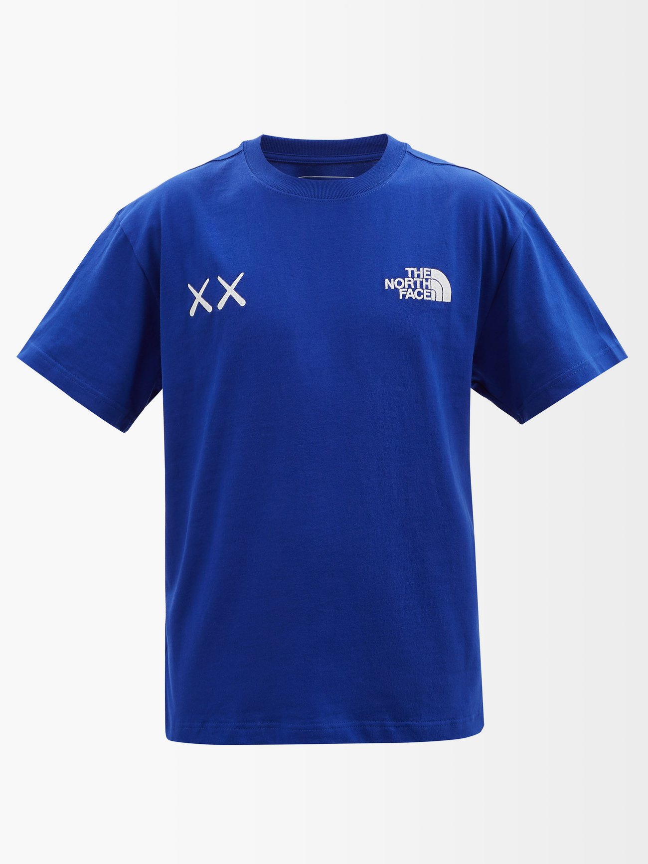 X KAWS logo-embroidered cotton-jersey T-shirt