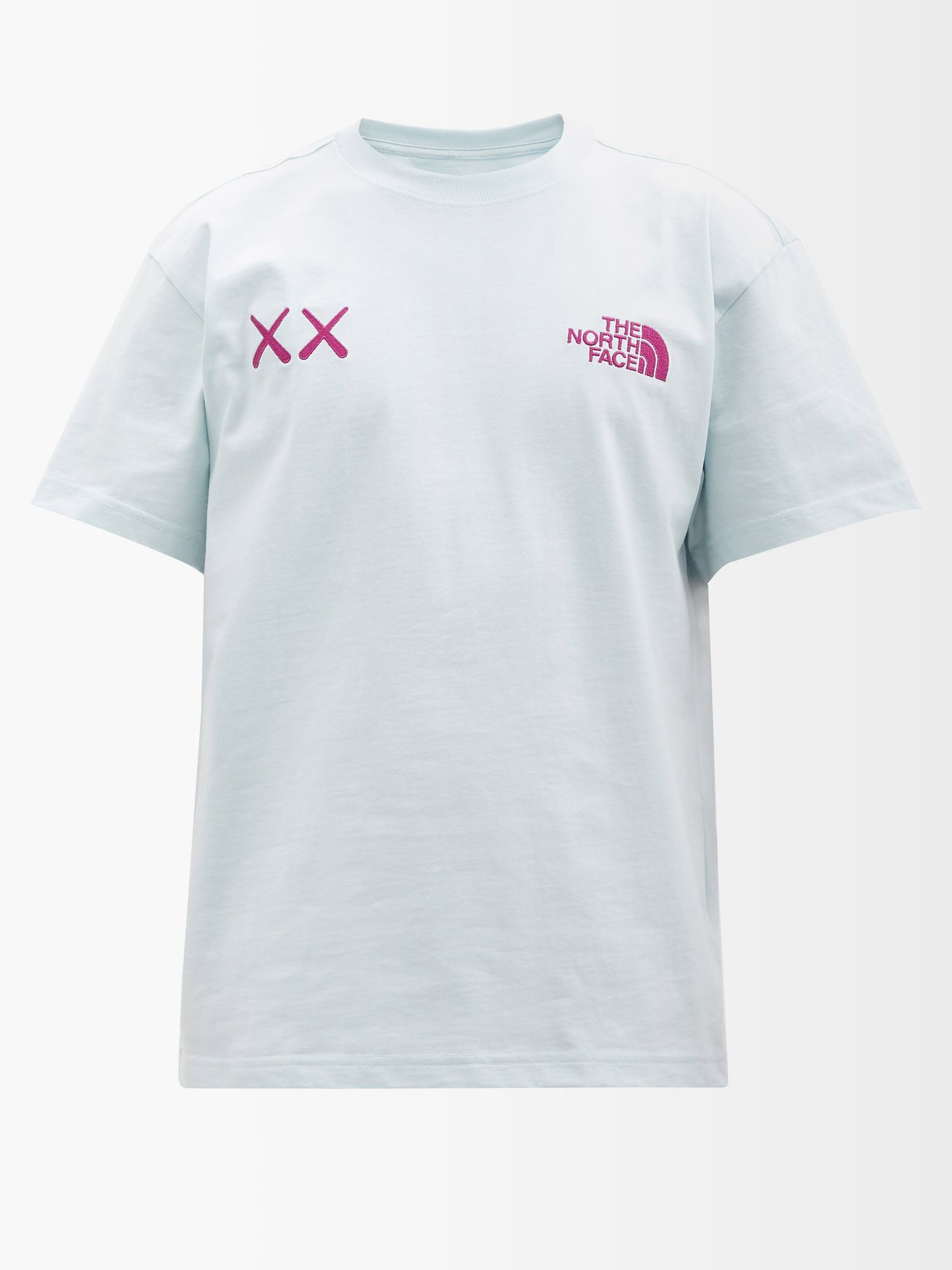Blue X KAWS logo-embroidered cotton-jersey T-shirt | The North Face