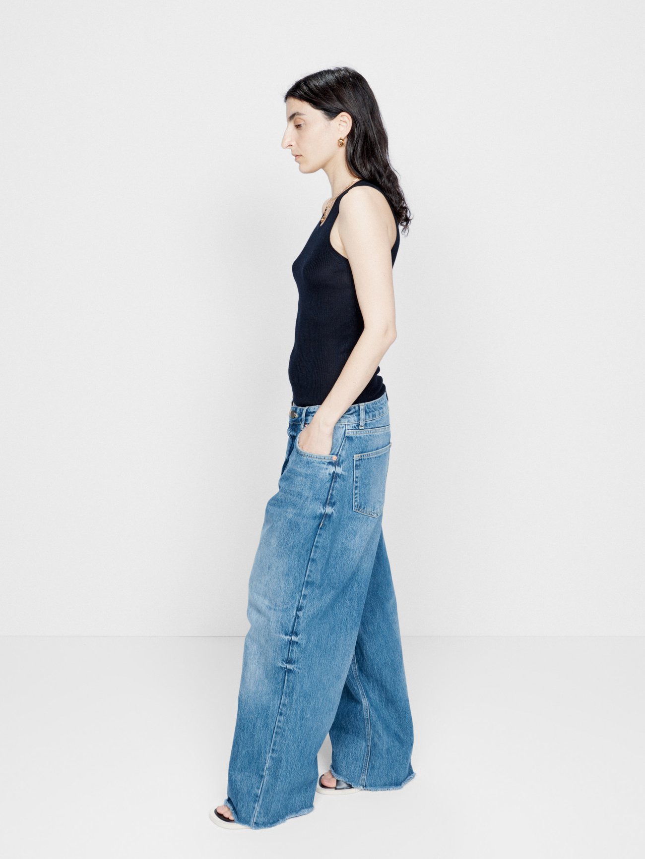 Blue Gait organic-cotton blend super wide-leg jeans | Raey ...