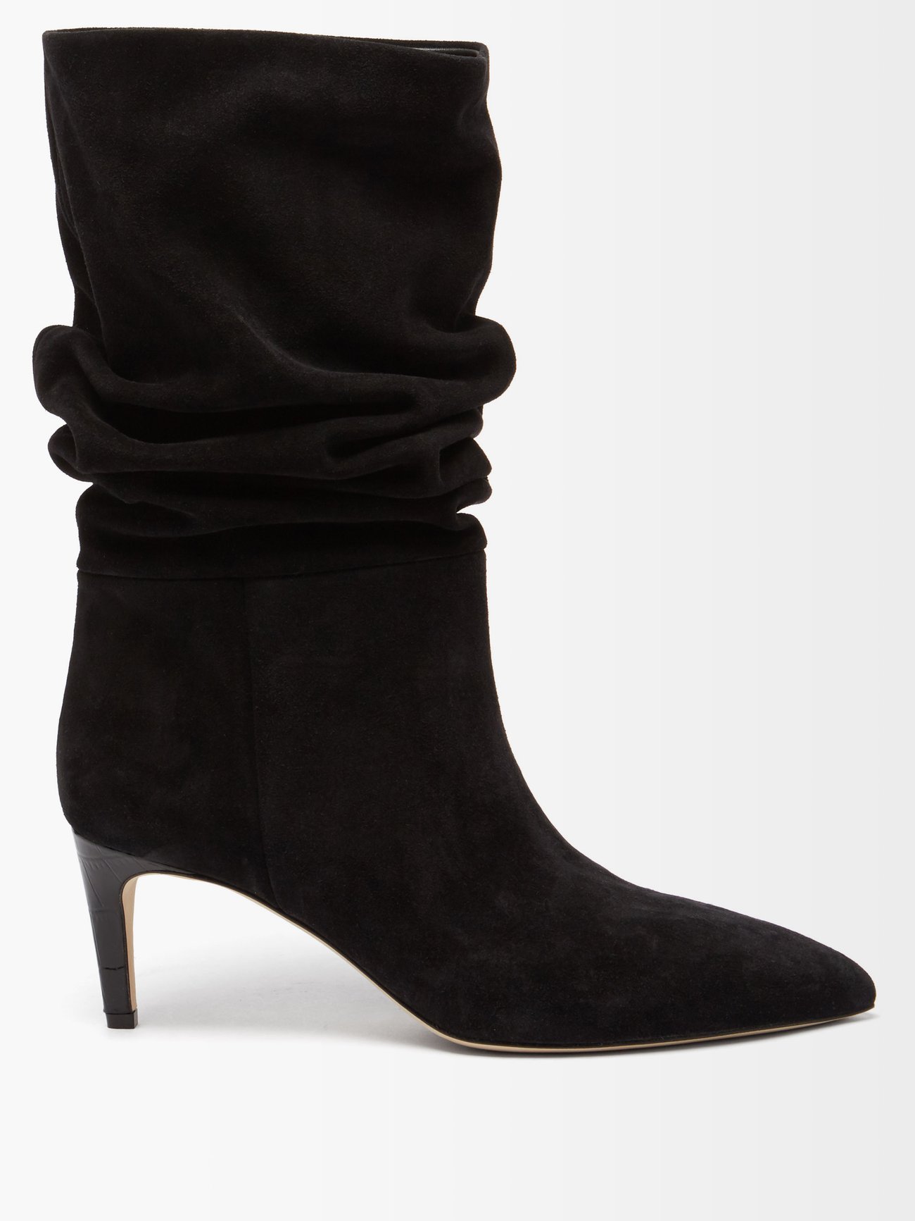 black suede slouch booties