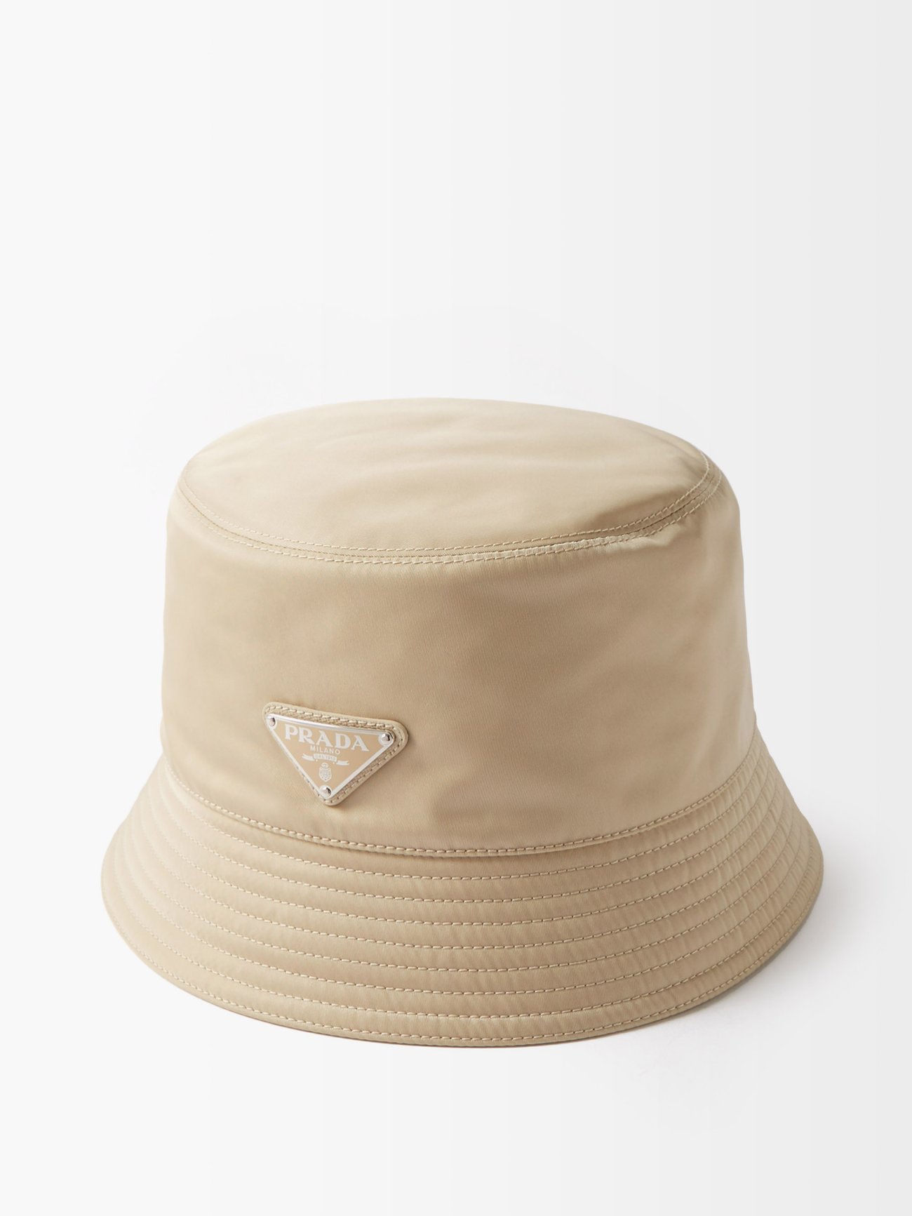 beige prada bucket hat