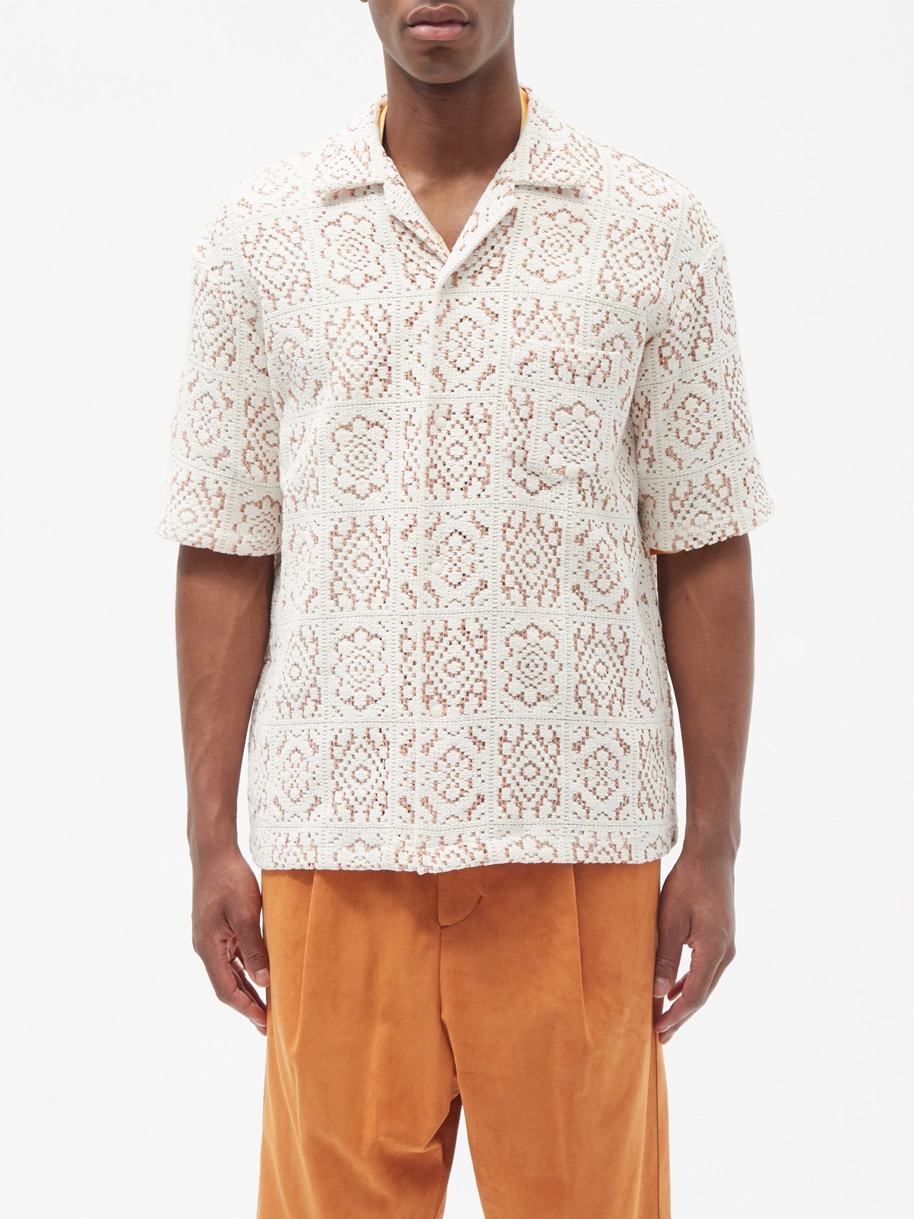 Sasquatchfabrix. White Crochet-lace shirt | 매치스패션, 모던 럭셔리 온라인 쇼핑