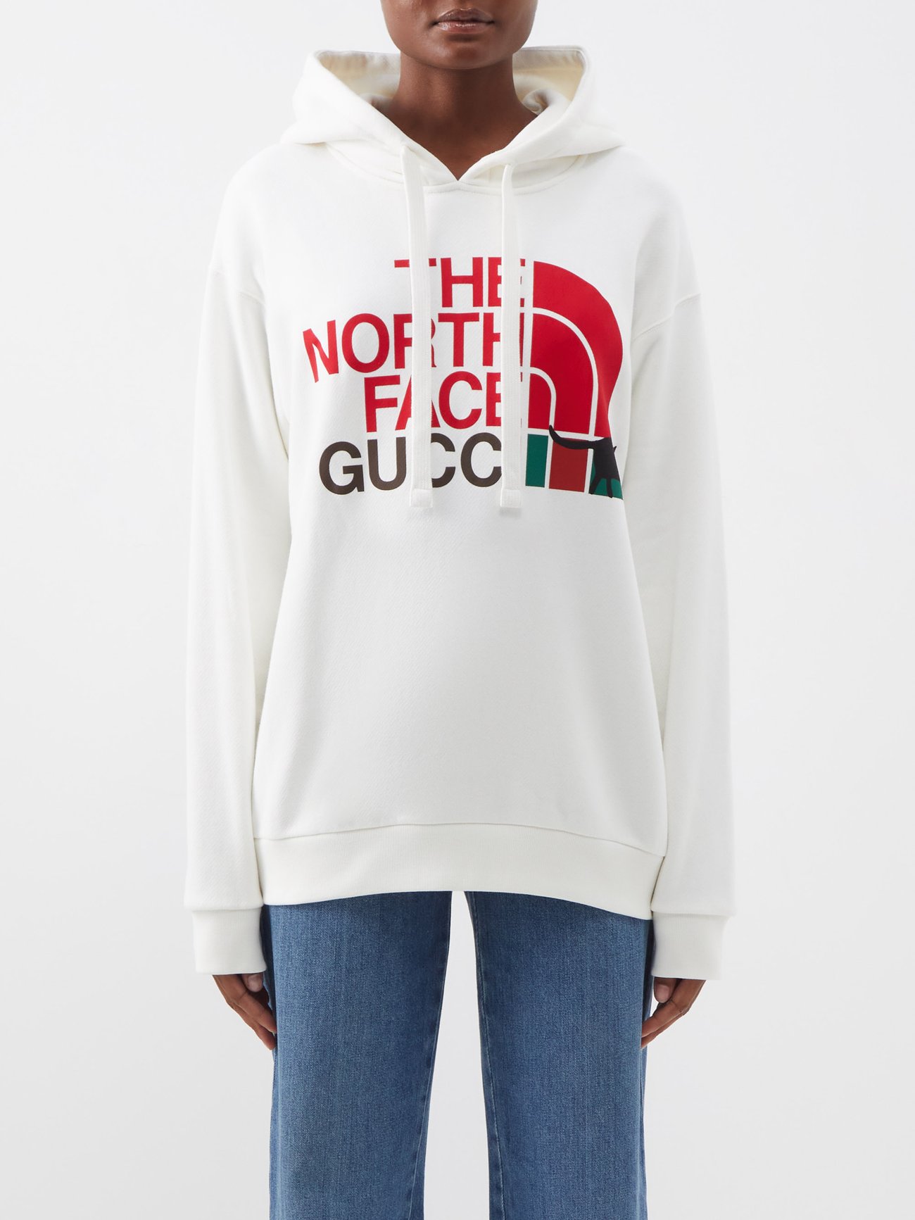 Gucci グッチ x The North Face ロゴ コットンスウェットパーカー ホワイト｜MATCHESFASHION（マッチズファッション)