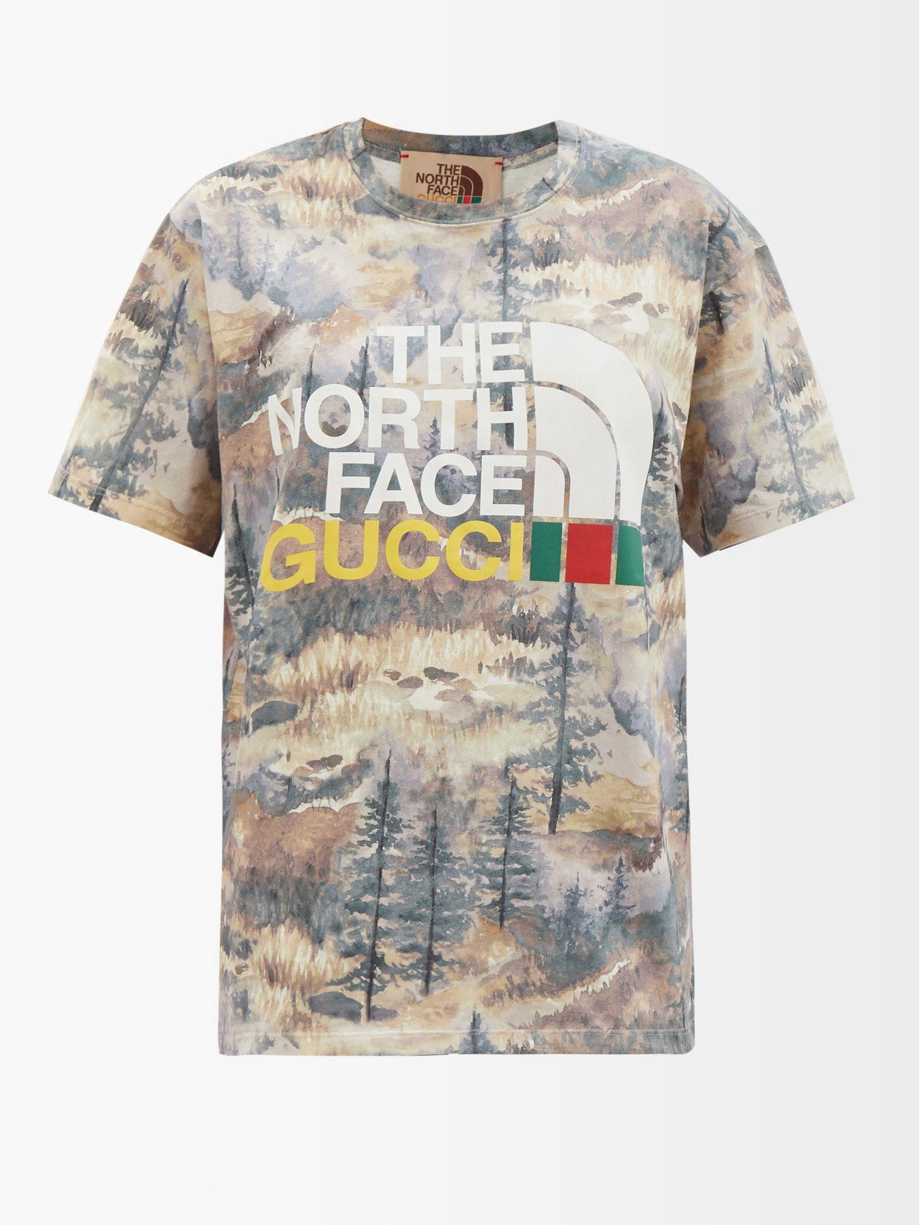 X The North Face landscape-print cotton T-shirt Neutral Gucci 