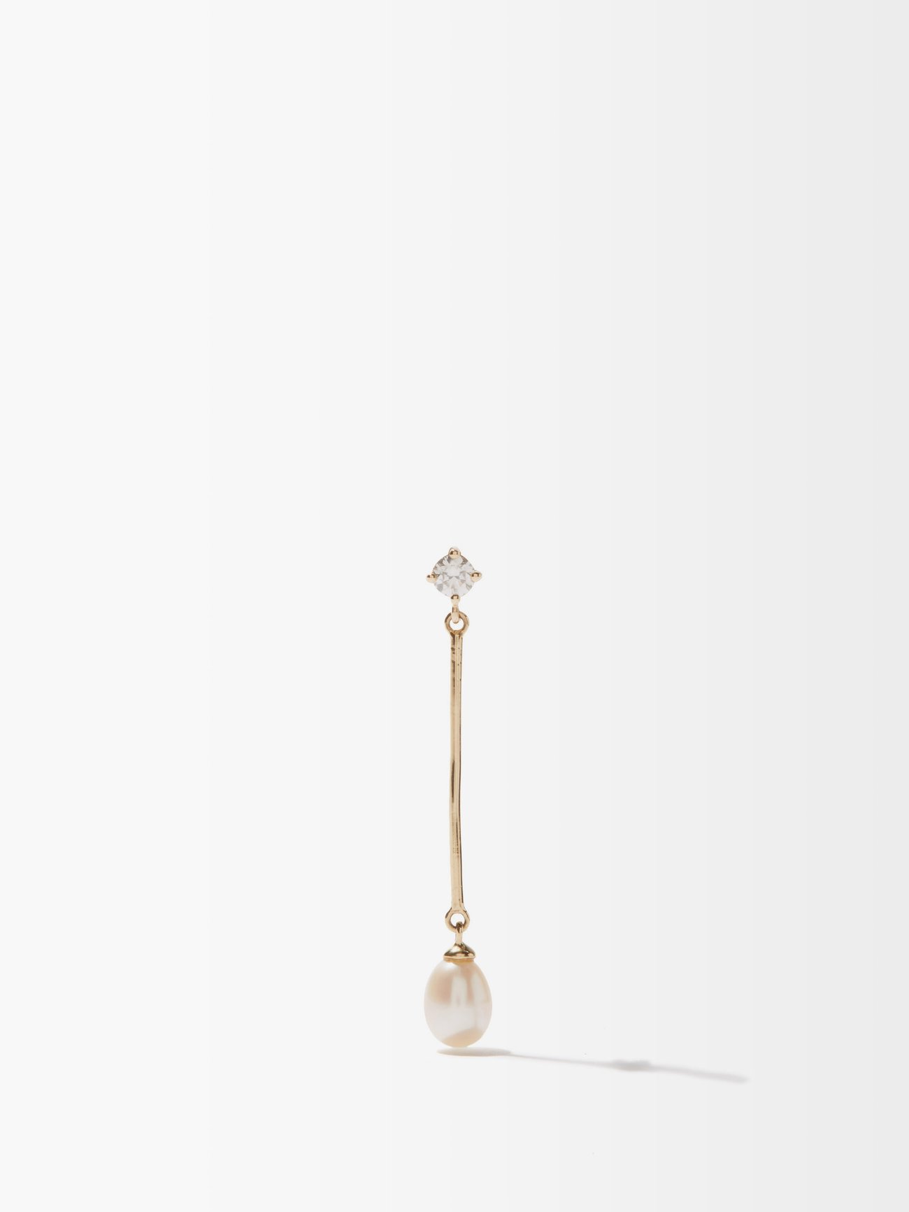 Gold Princesse Diamond Pearl Gold Single Earring Anissa Kermiche