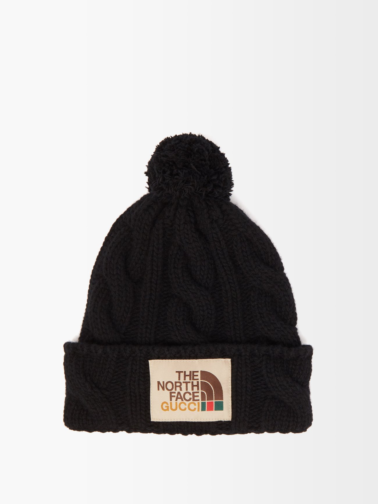 X The North Face logo-patch wool bobble hat