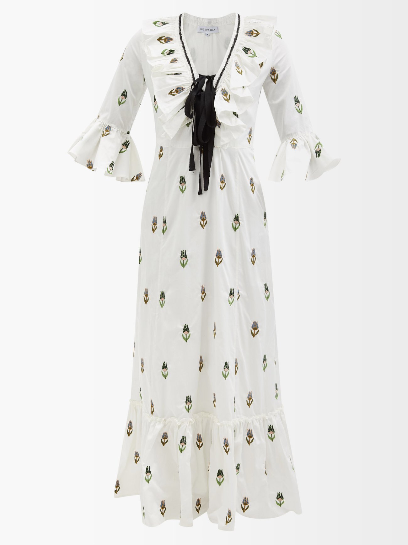 White Layla floral-embroidered cotton-poplin dress | Lug Von Siga ...