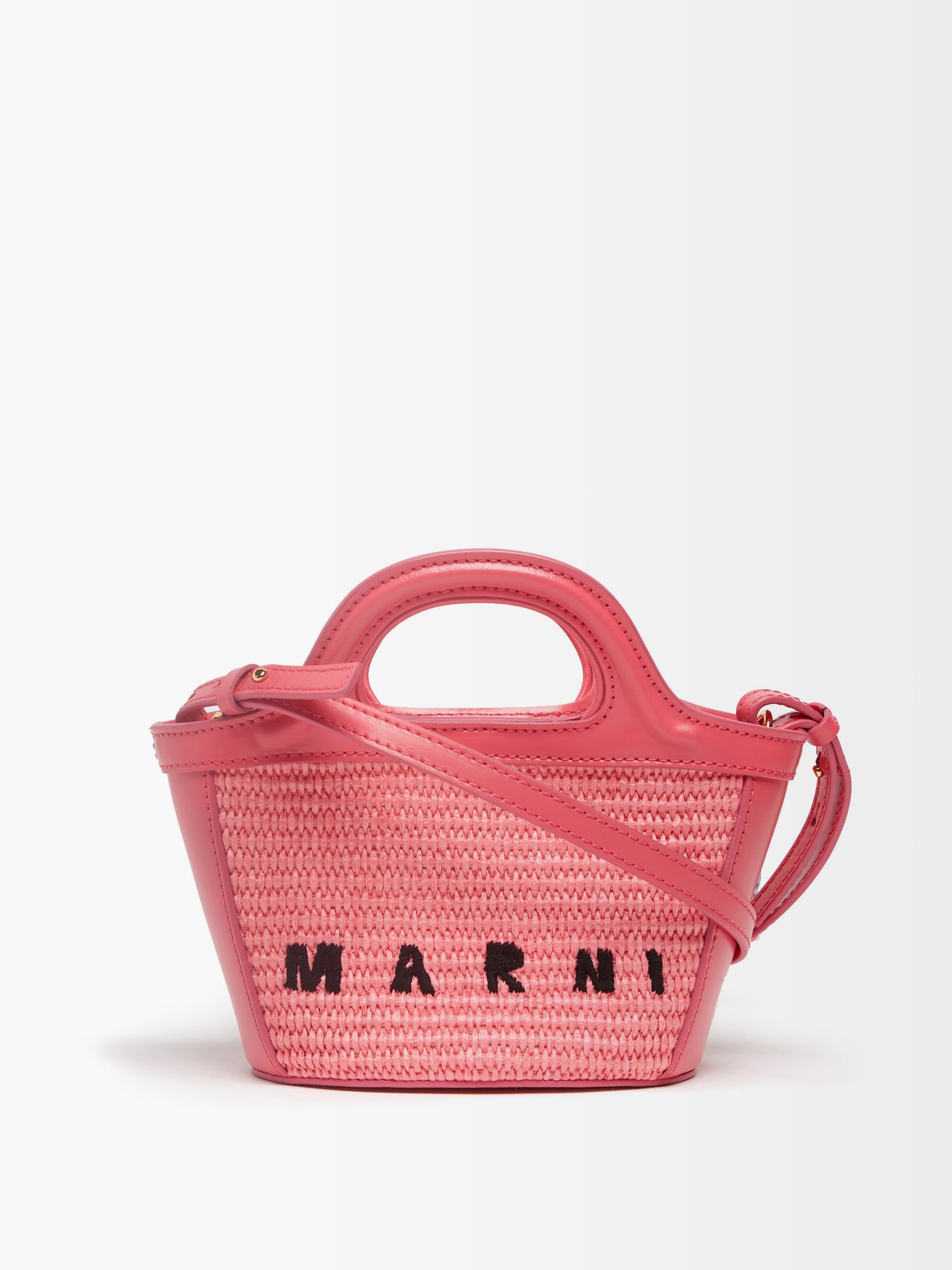 Marni Pink Tropicalia mini leather-trim cross-body basket bag | 매치스패션 ...