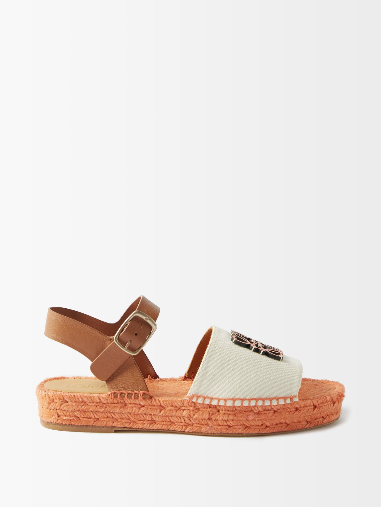Anagram leather and canvas espadrille sandals