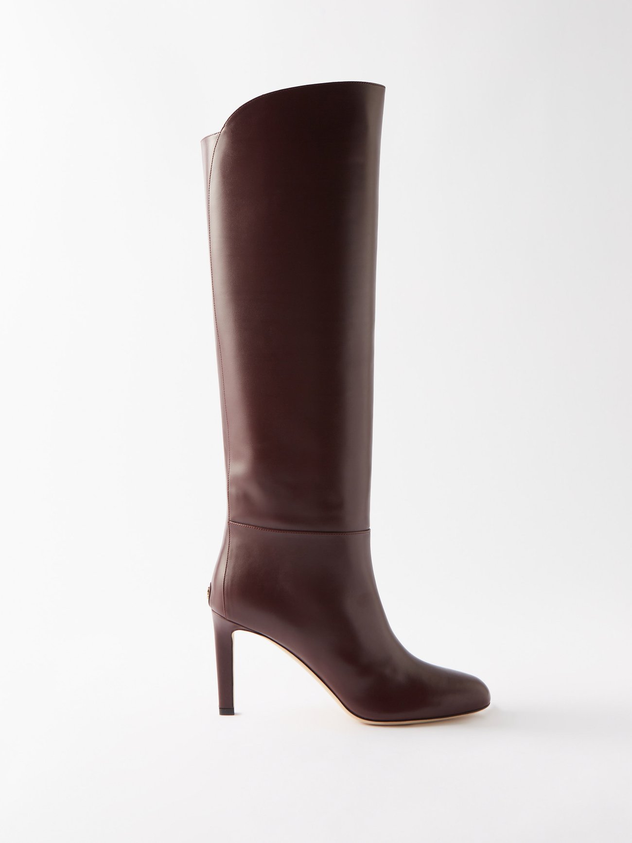 Burgundy Karter 85 leather knee-high boots | Jimmy Choo 