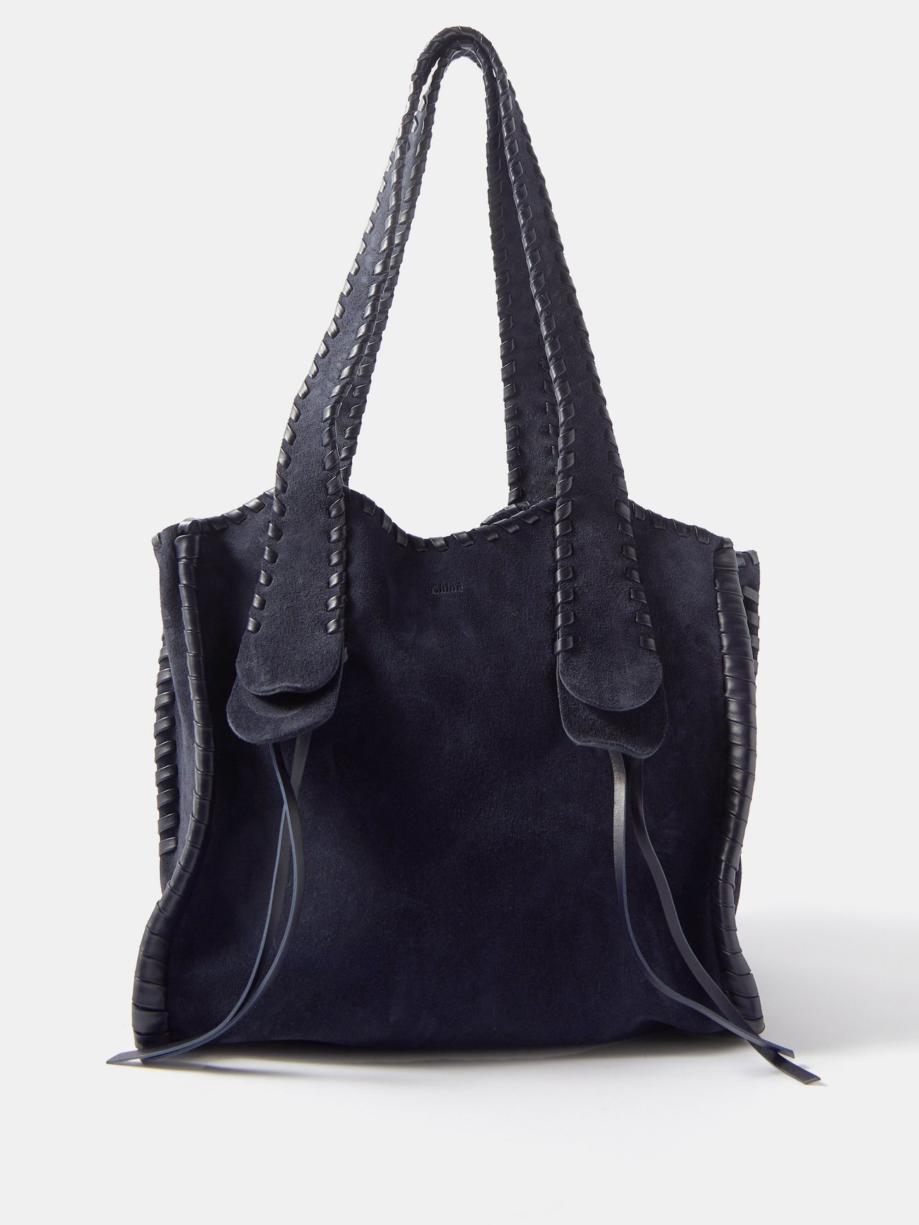 Navy Mony whipstitched suede shoulder bag | Chloé | MATCHESFASHION UK