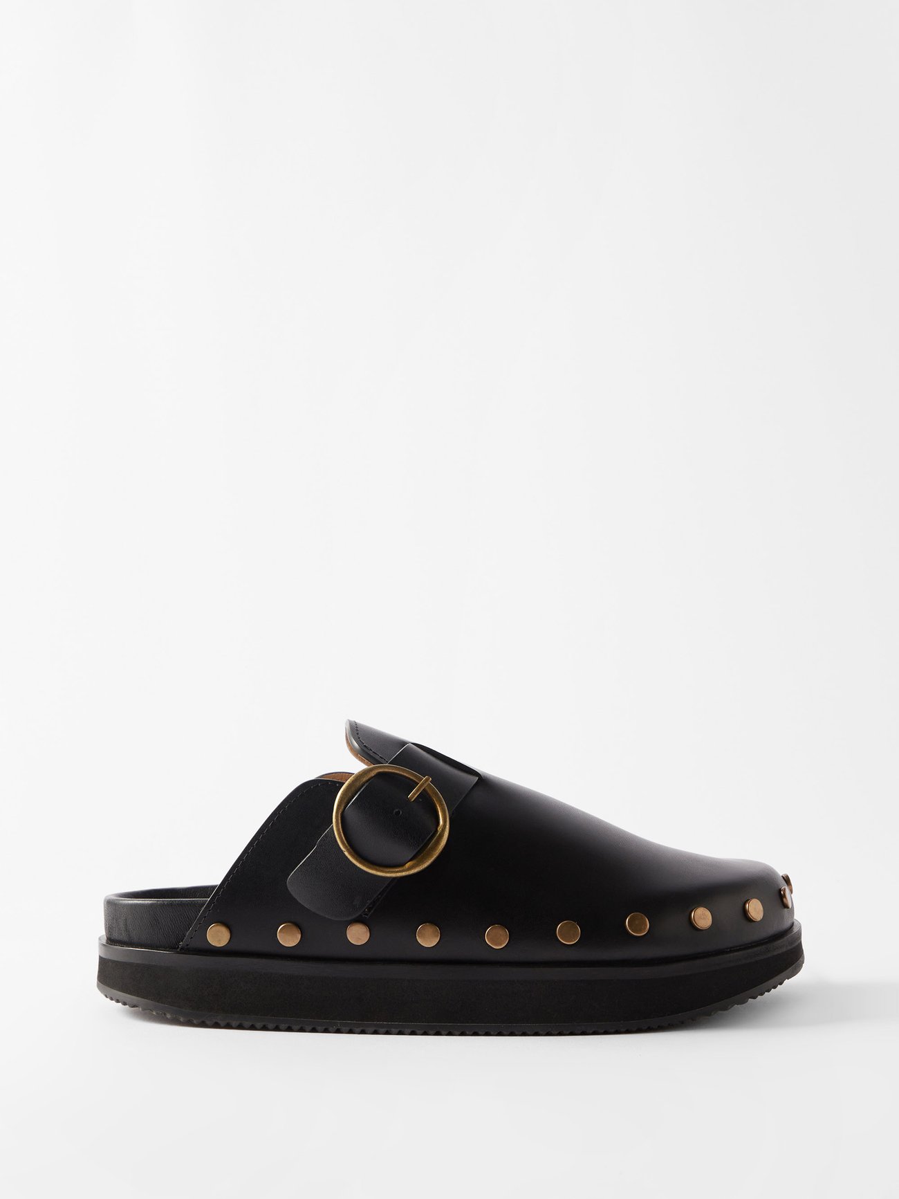 Isabel Marant Mirst buckled backless leather loafers