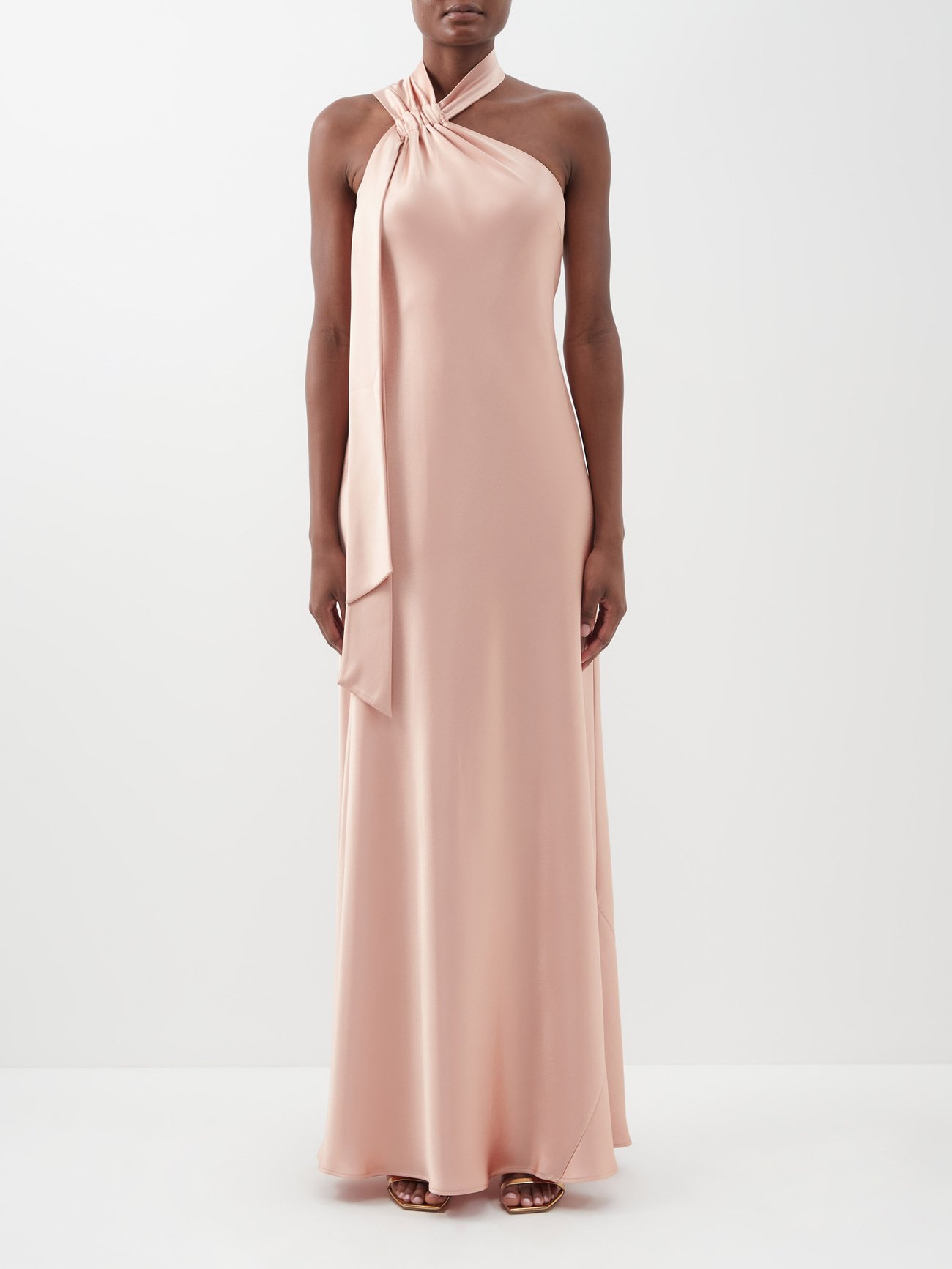 Pink Ushuaia Halterneck Satin Gown Galvan Matchesfashion Us 5014